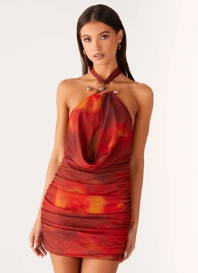Calm Fit Smart Design Midnight Ember Mini Dress - Scarlet Blur