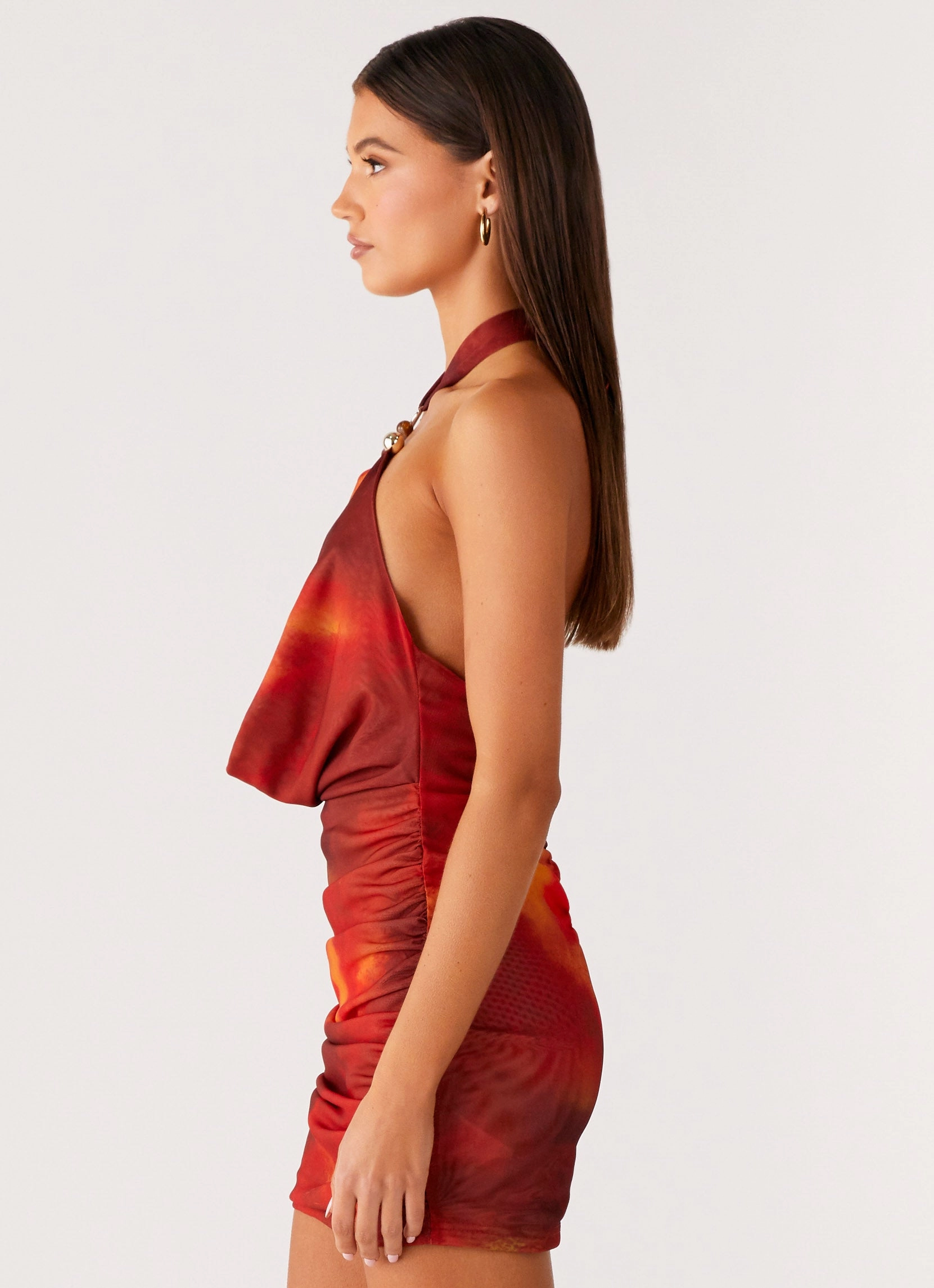 Bold Color Evening Chic Midnight Ember Mini Dress - Scarlet Blur