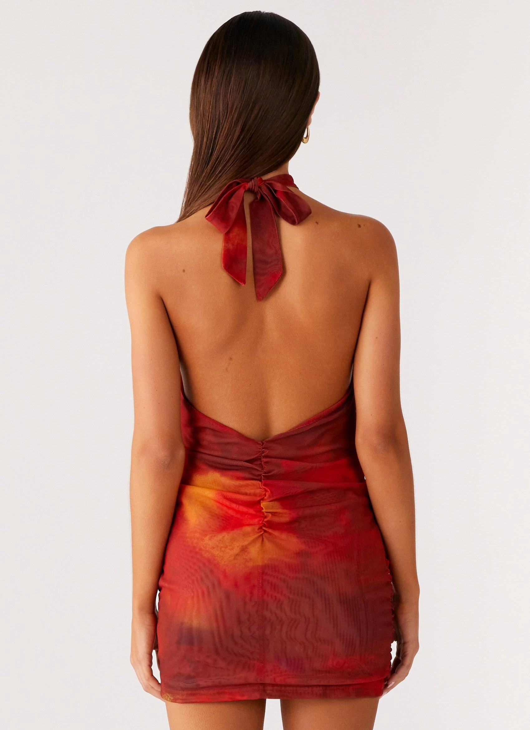 Midnight Ember Mini Dress - Scarlet Blur Trendy Layer Cozy Touch
