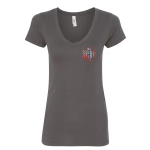 Thin White Line American Flag Women's V-Neck Shirt