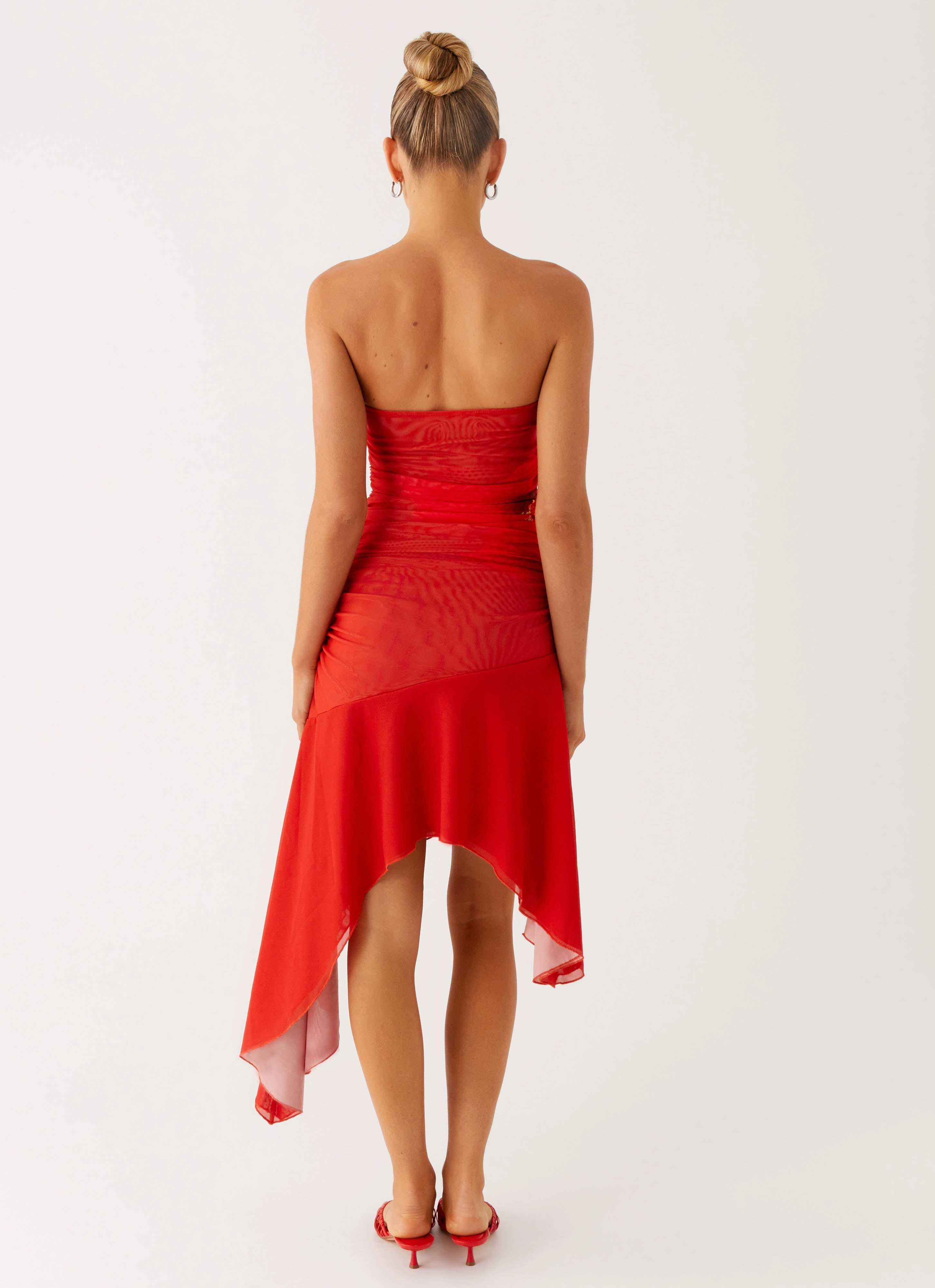 Think About It Midi Dress - Fire Red Elegant Motion