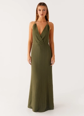 Thora Maxi Dress - Olive Chic Rhythm Chic Layered Wear