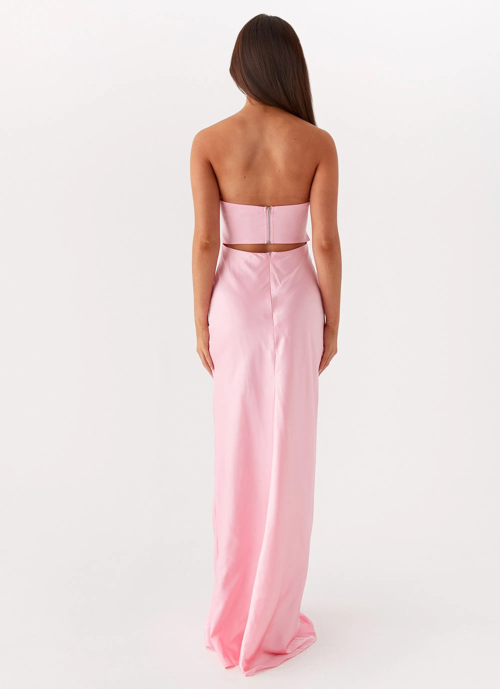 Light Coral Comfortable Wear Tianna Strapless Maxi Dress - Pink