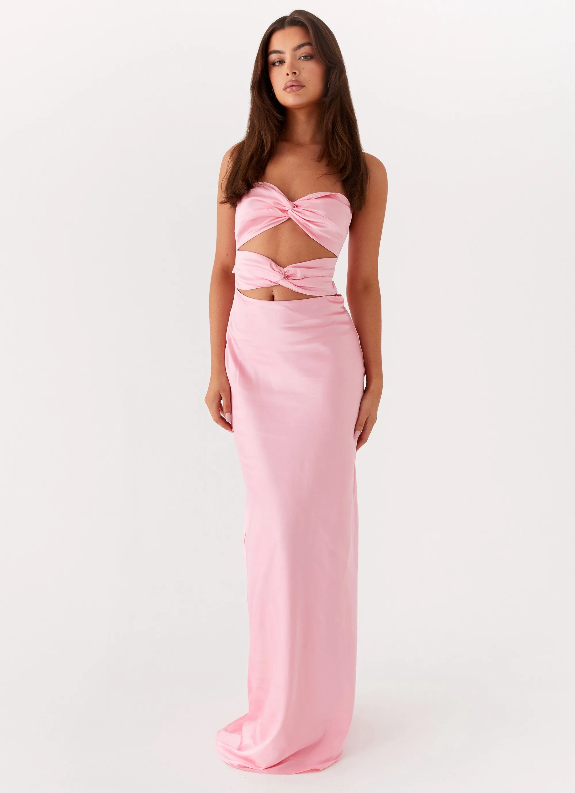 spring fashion Modern Lines Tianna Strapless Maxi Dress - Pink