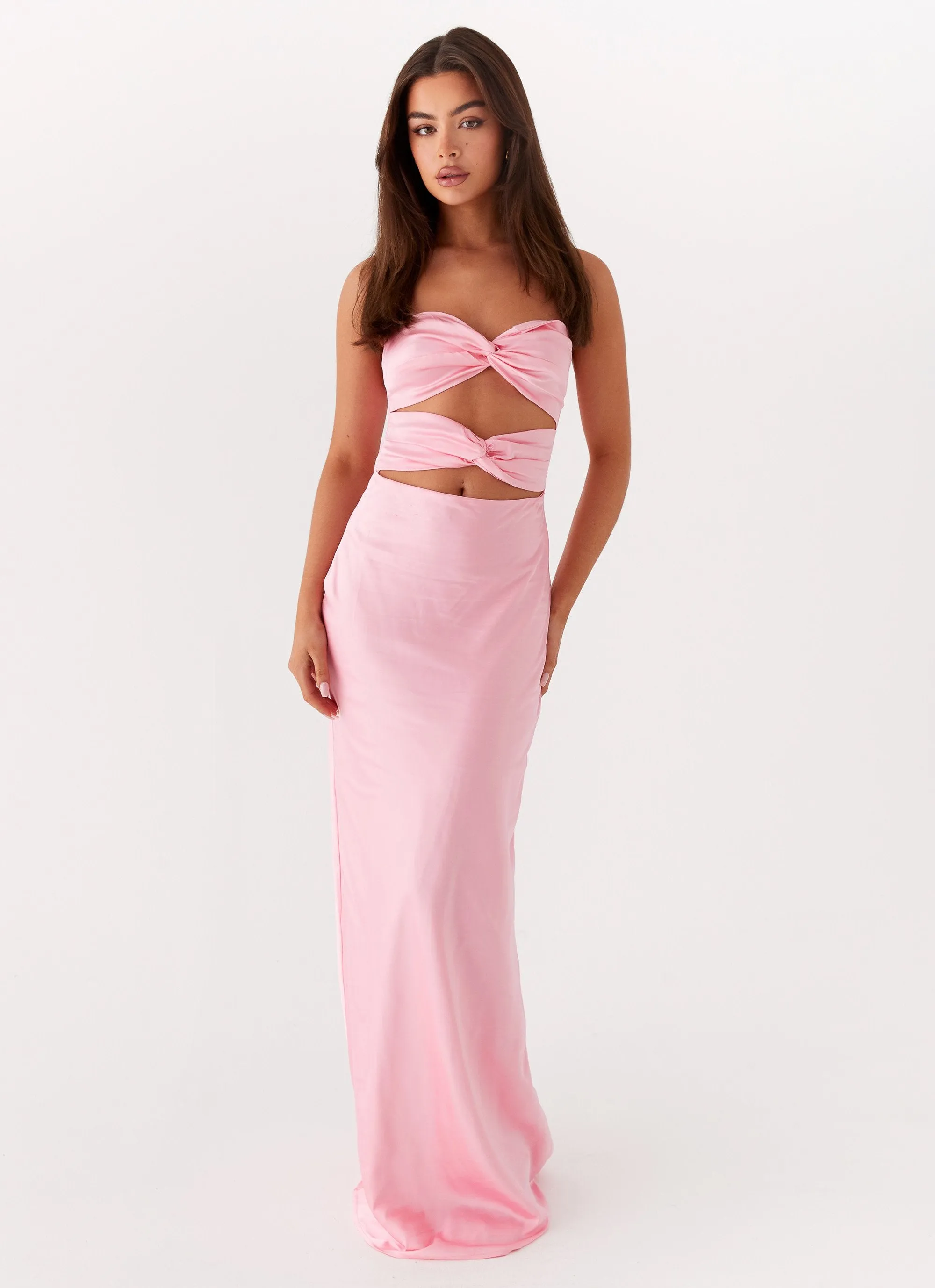 Tianna Strapless Maxi Dress - Pink Urban Line