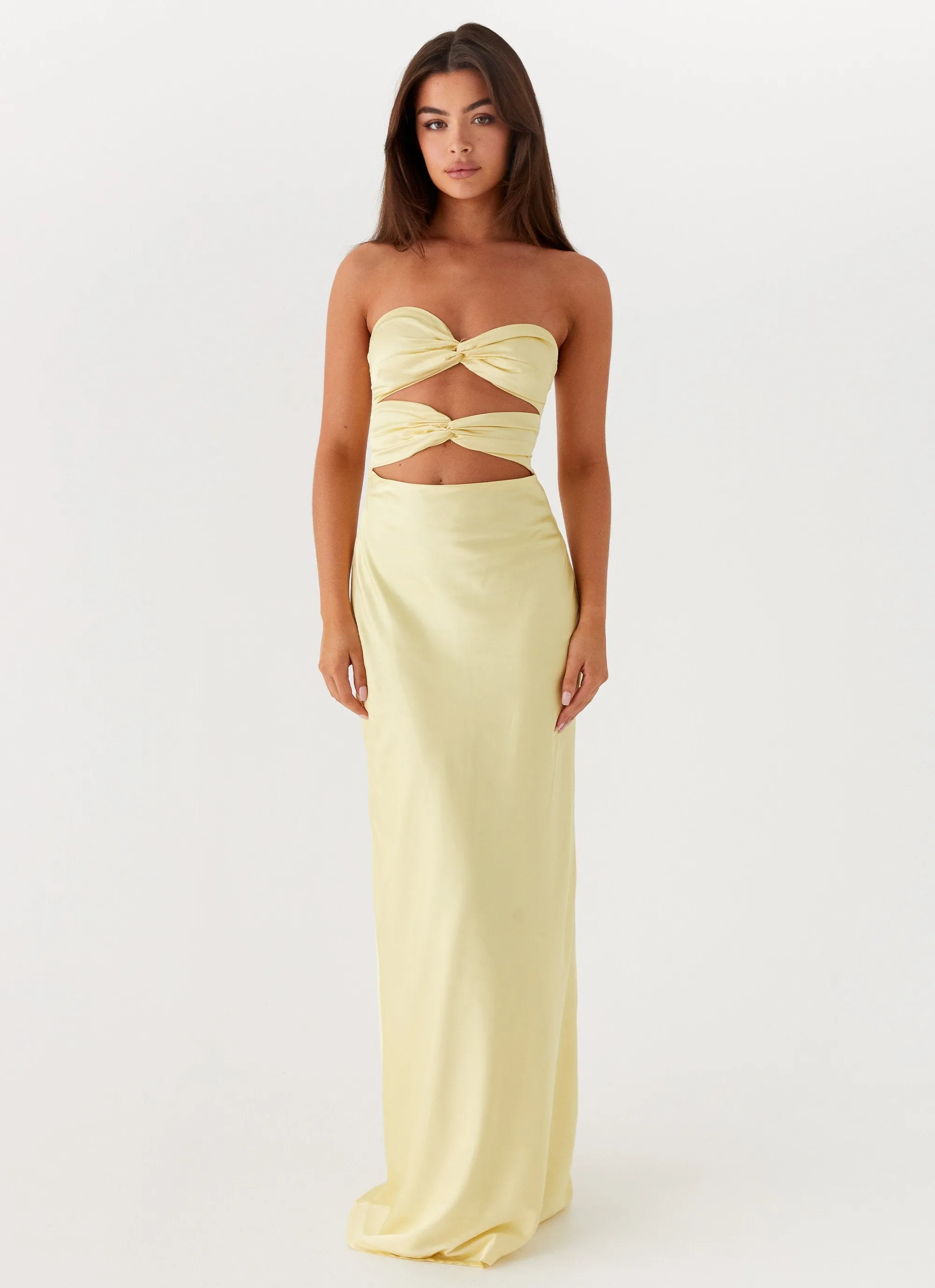Love Blend All-Purpose Comfort Tianna Strapless Maxi Dress - Yellow