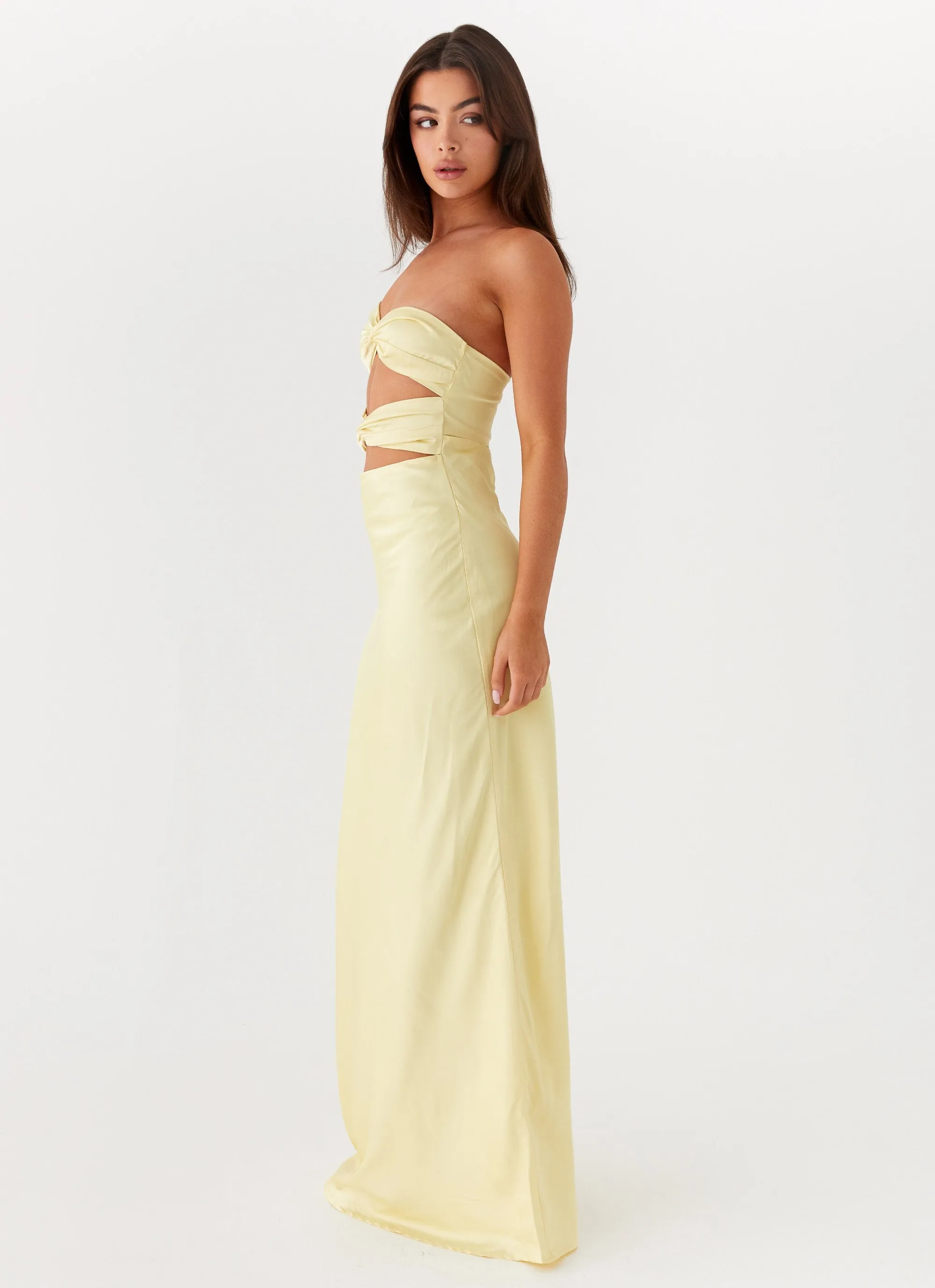 Tianna Strapless Maxi Dress - Yellow Feminine Charm