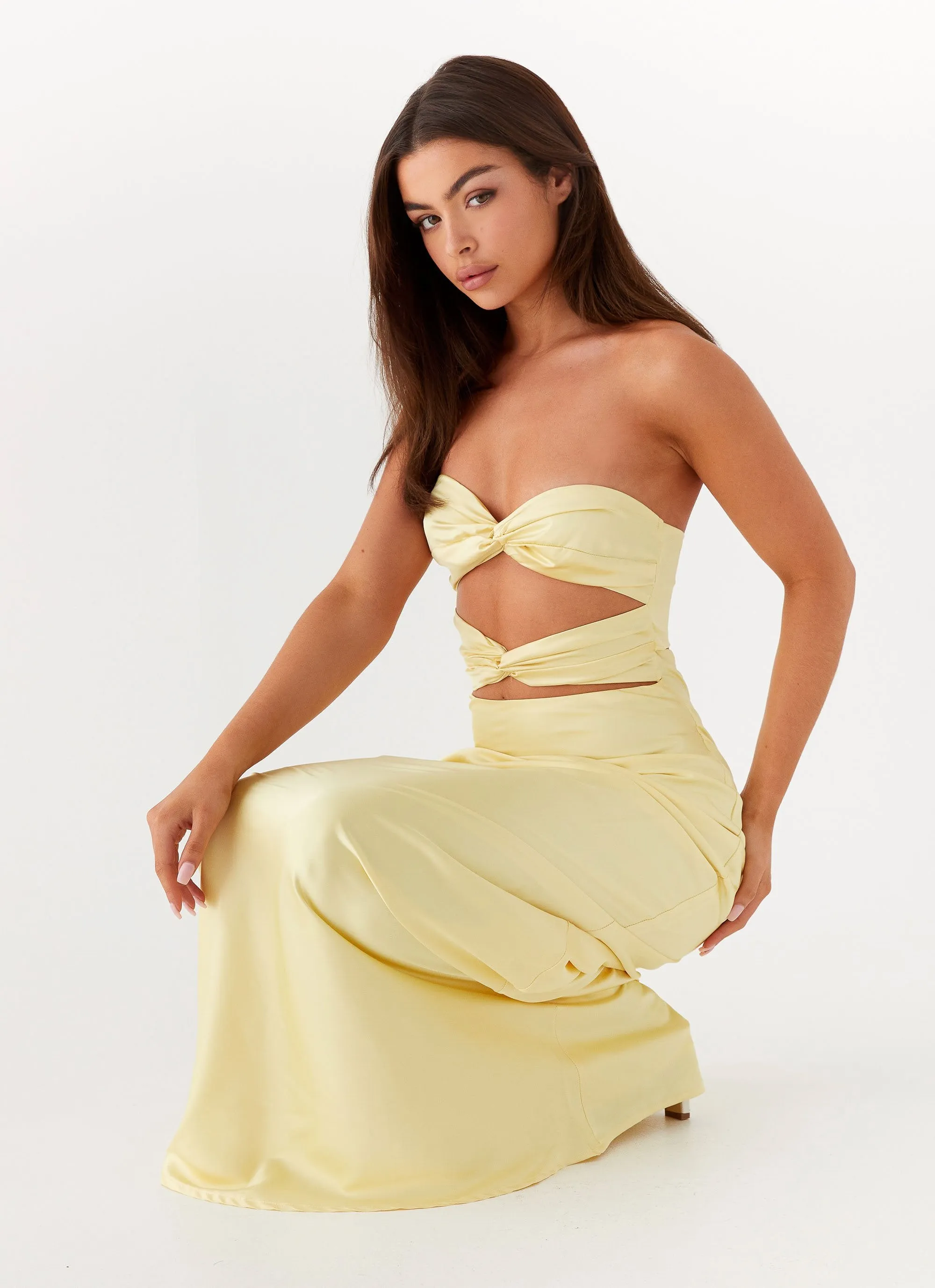 Stylish Mood Tianna Strapless Maxi Dress - Yellow
