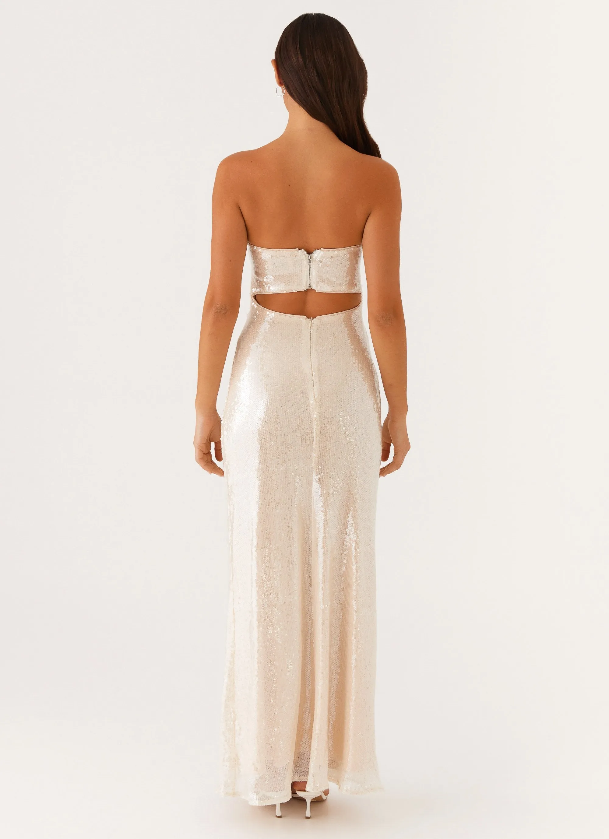 Gender Free All Time Tianna Strapless Sequin Maxi Dress - Ivory