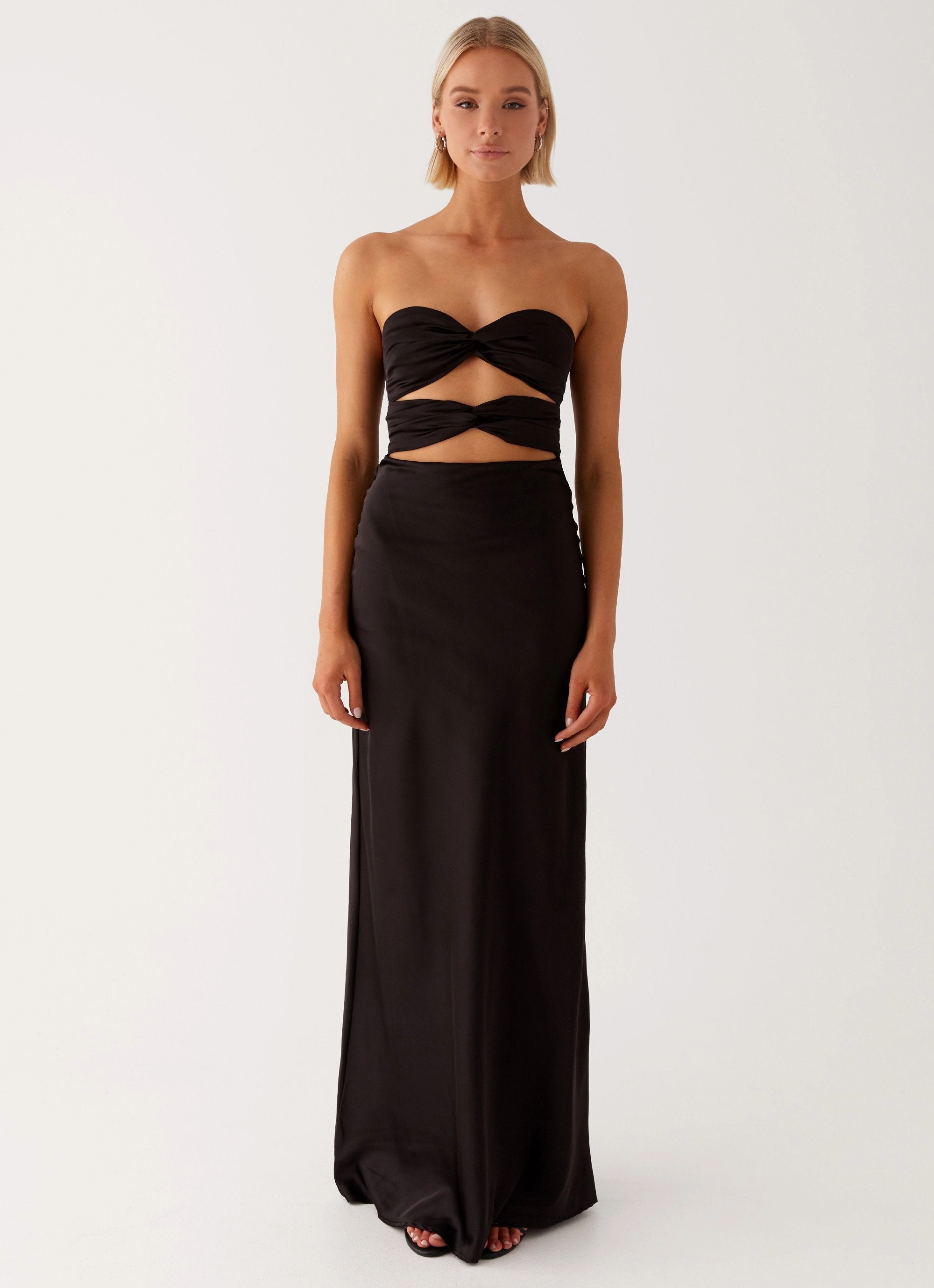 Tianna Strapless Maxi Dress - Black Hidden Pocket Calm Drape