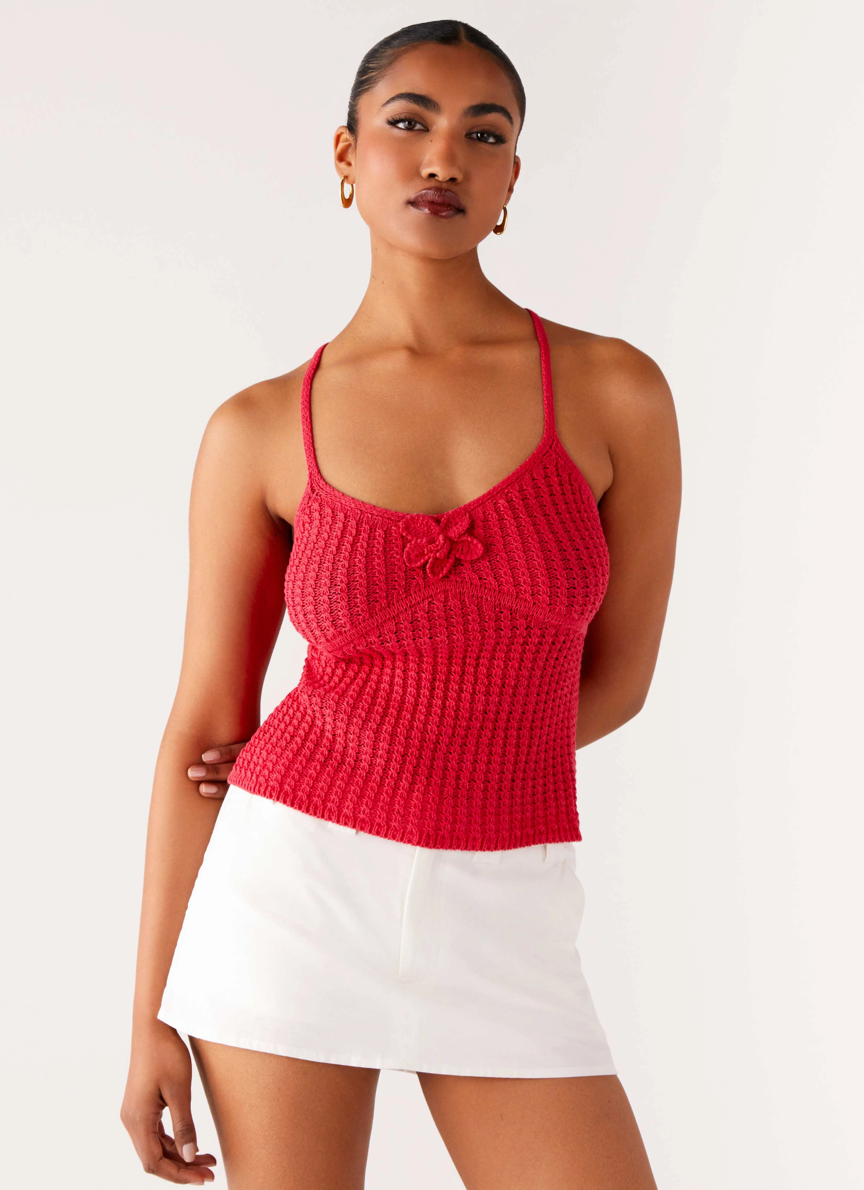 Tiare Crochet Top - Fuchsia Reinforced Shoulder Panels