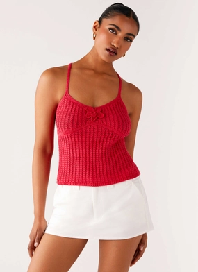 Tiare Crochet Top - Fuchsia Cool Fabric Casual Blouse