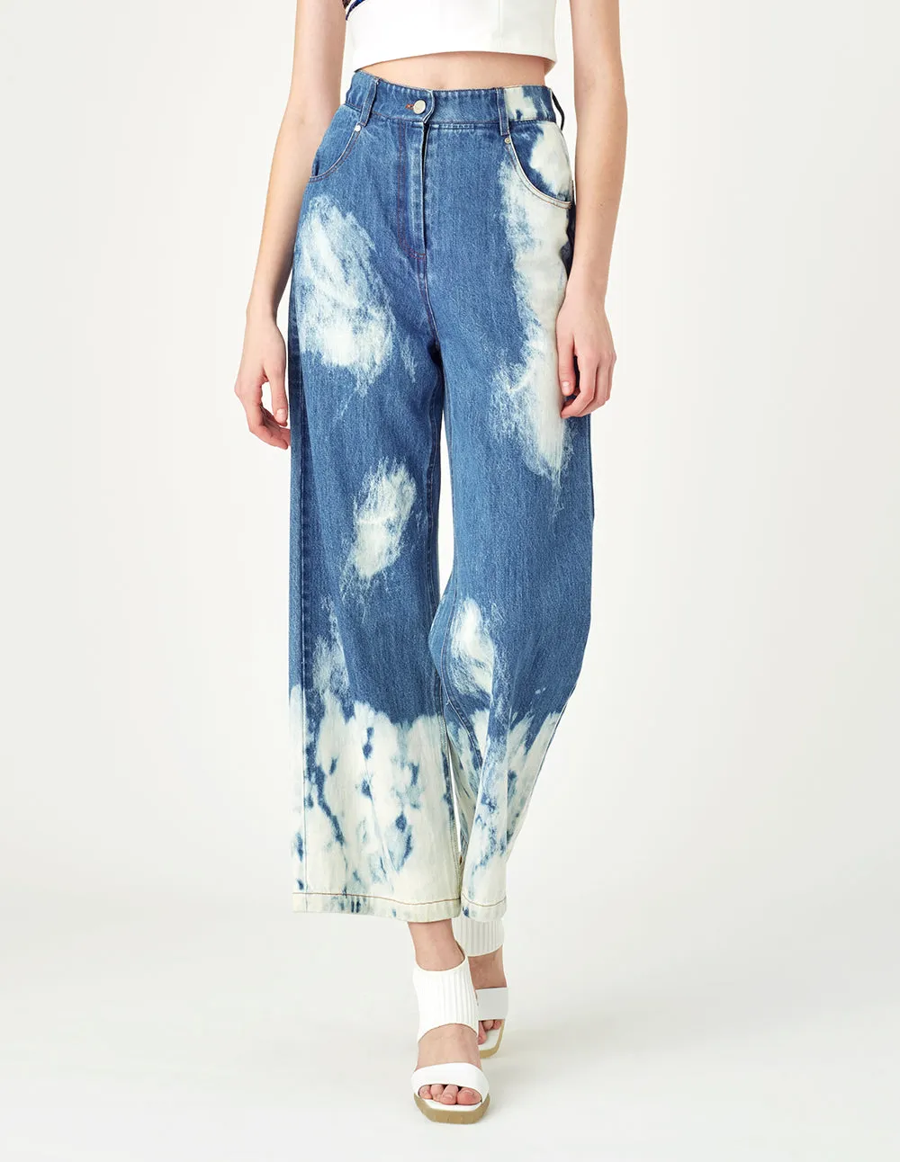 Tie-Bleach Loose fit washed Denim Jeans