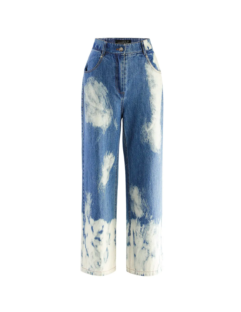 Tie-Bleach Loose fit washed Denim Jeans