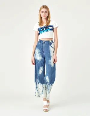 Tie-Bleach Loose fit washed Denim Jeans