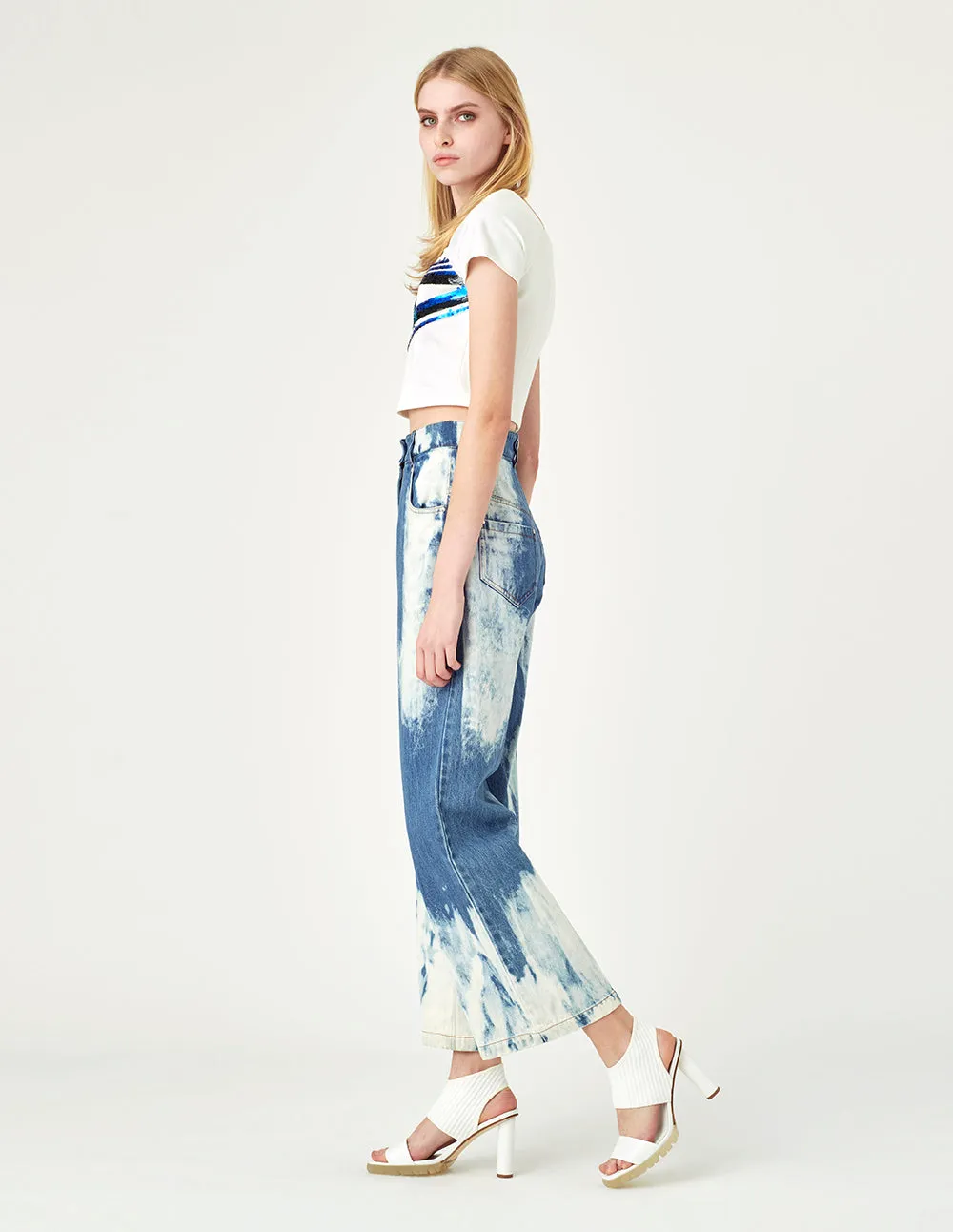 Tie-Bleach Loose fit washed Denim Jeans