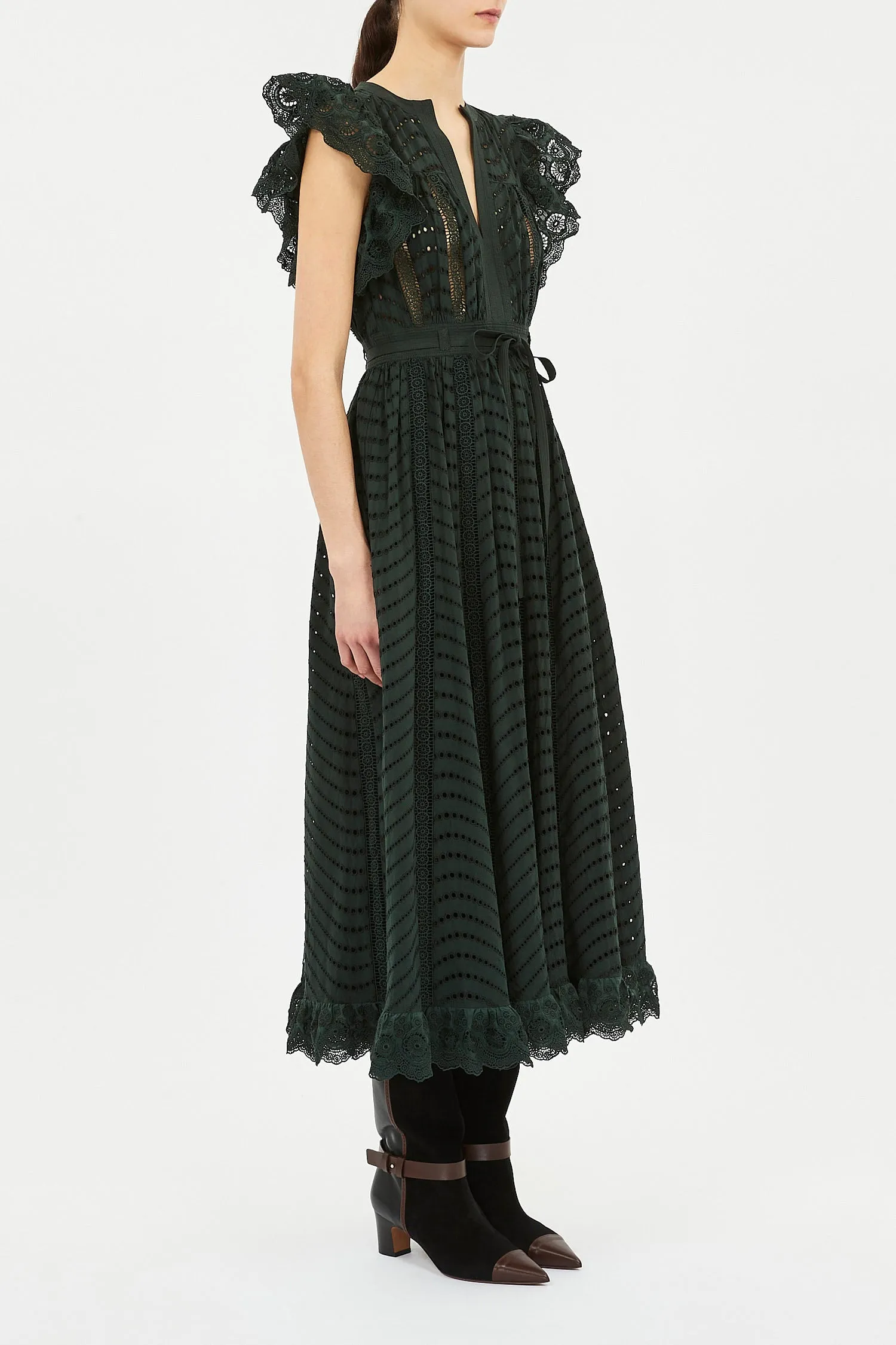 Ulla Johnson Olga Flutter Sleeve Midi Dress Clean Mood Soft Structure