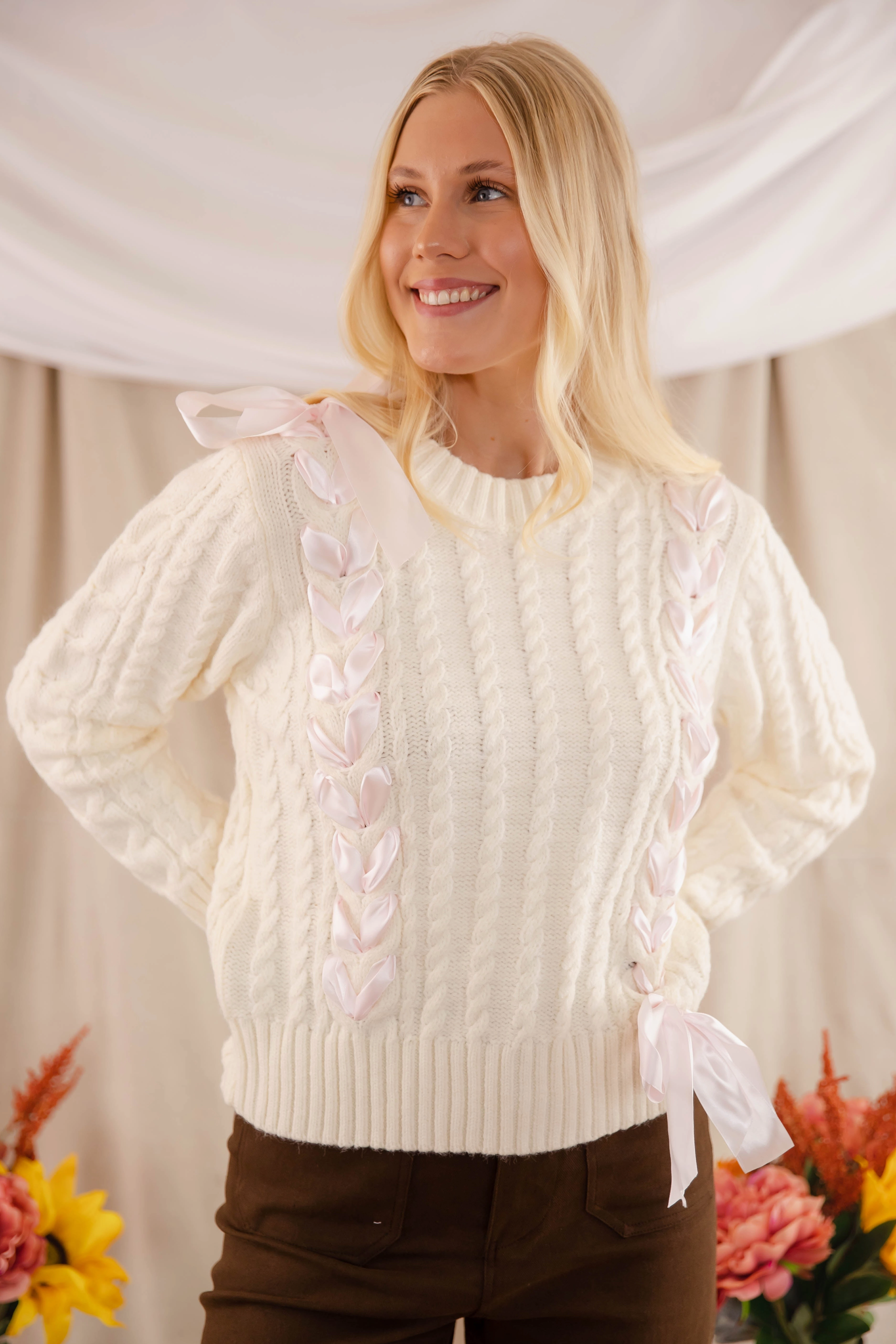 Tied To You Ribbon Sweater Odor Resistant Material RubberizedGrip