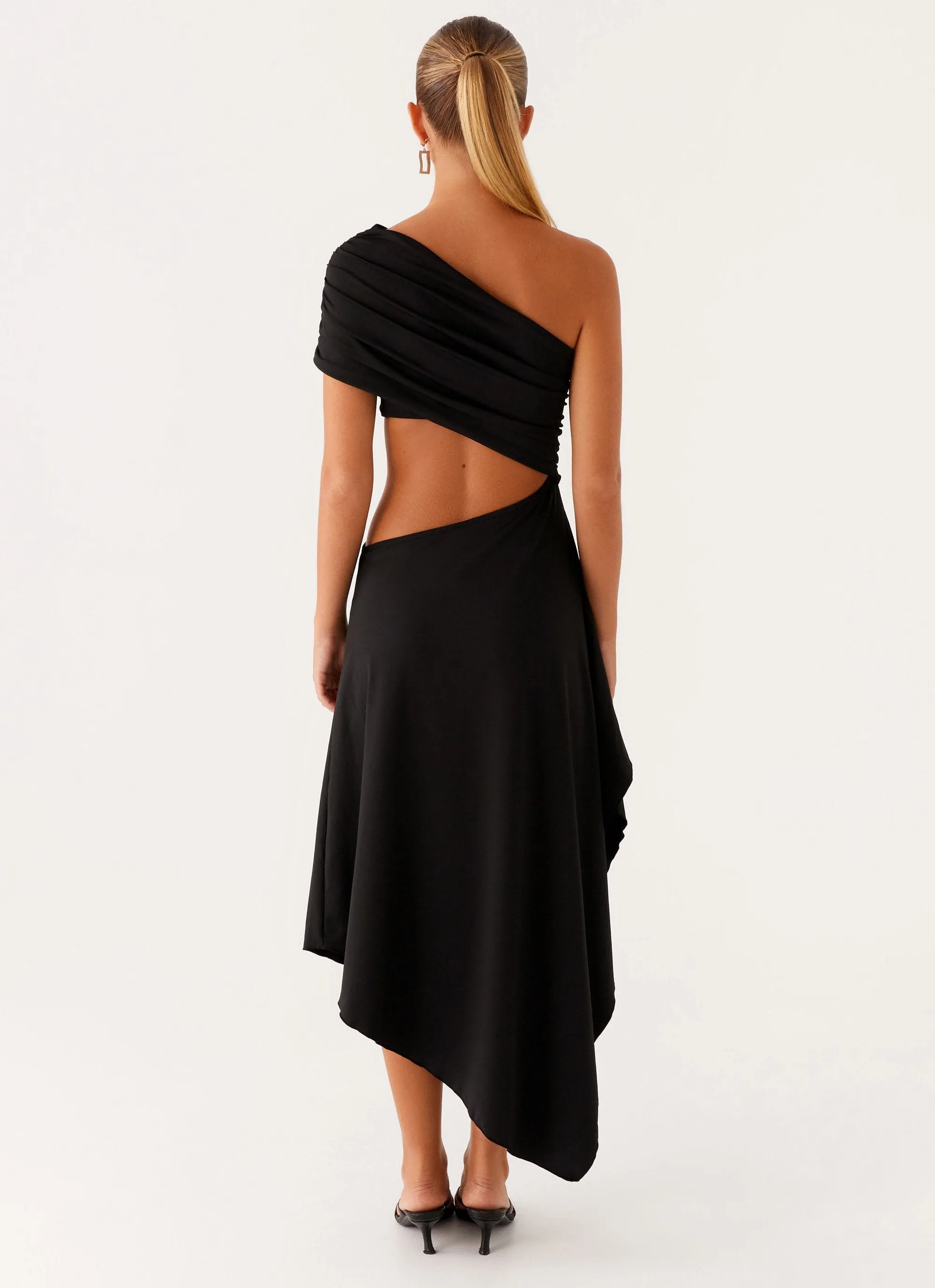 Angelina Asym Midi Dress - Black Soft Layering SustainableCotton