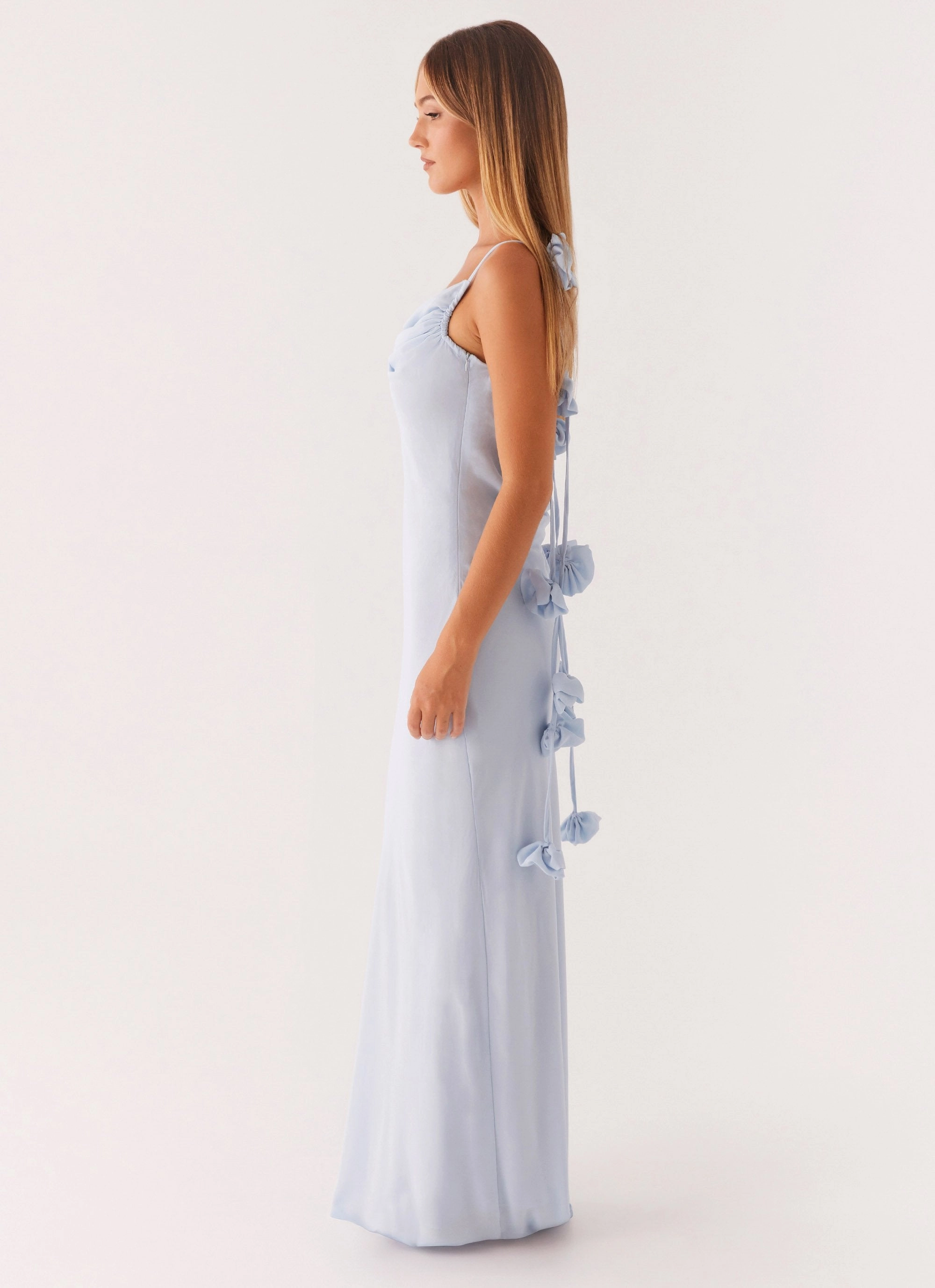 Simona Maxi Dress - Pastel Blue Bodycon-Fit