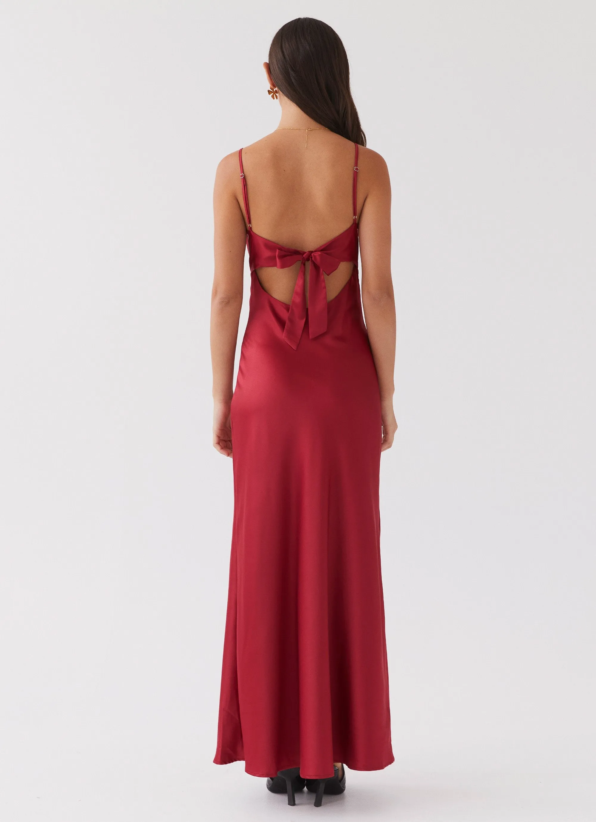 Soft Movement Flora Satin Maxi Dress - Cherry