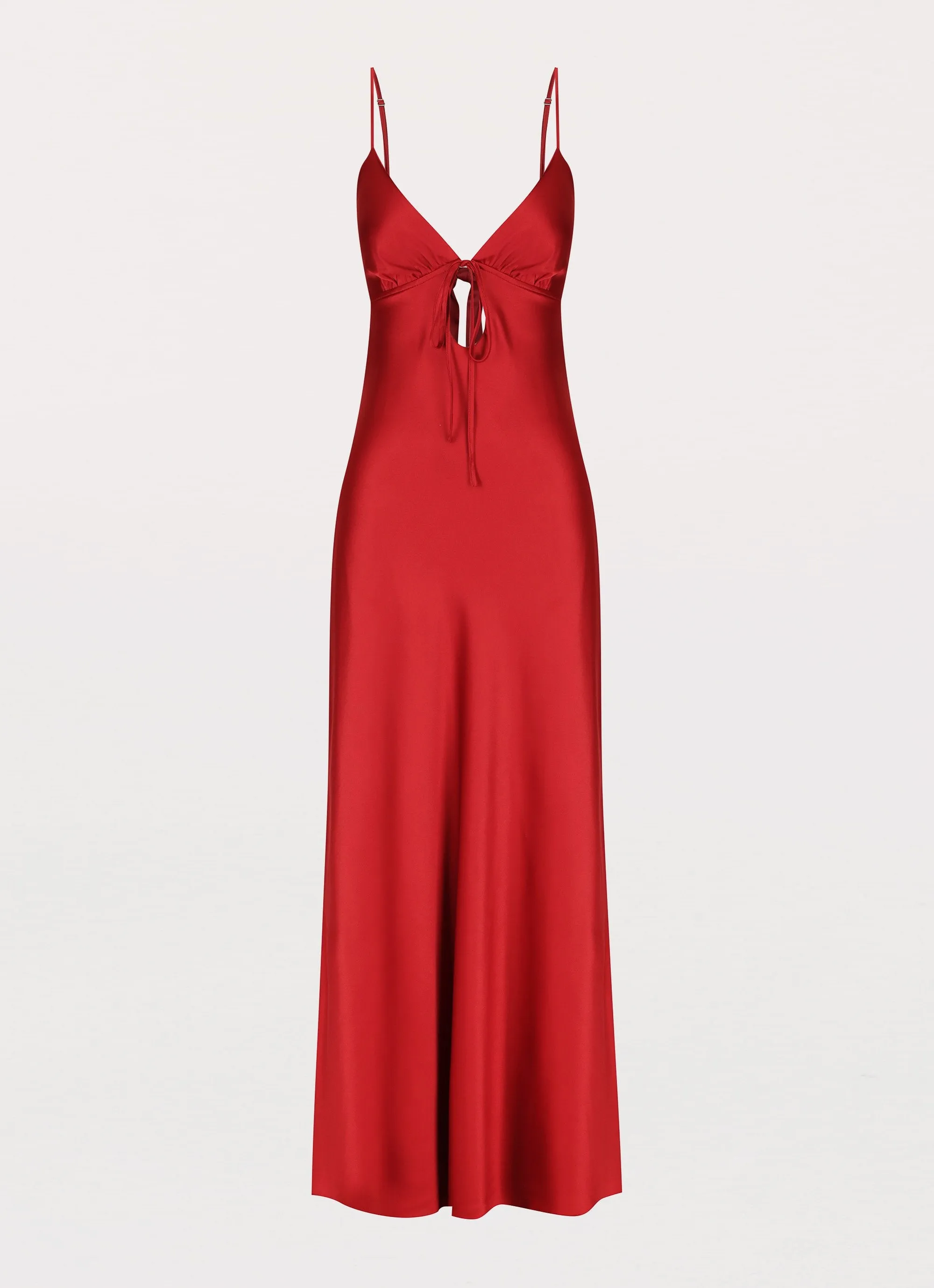 Flora Satin Maxi Dress - Cherry Casual Mode Mood Look