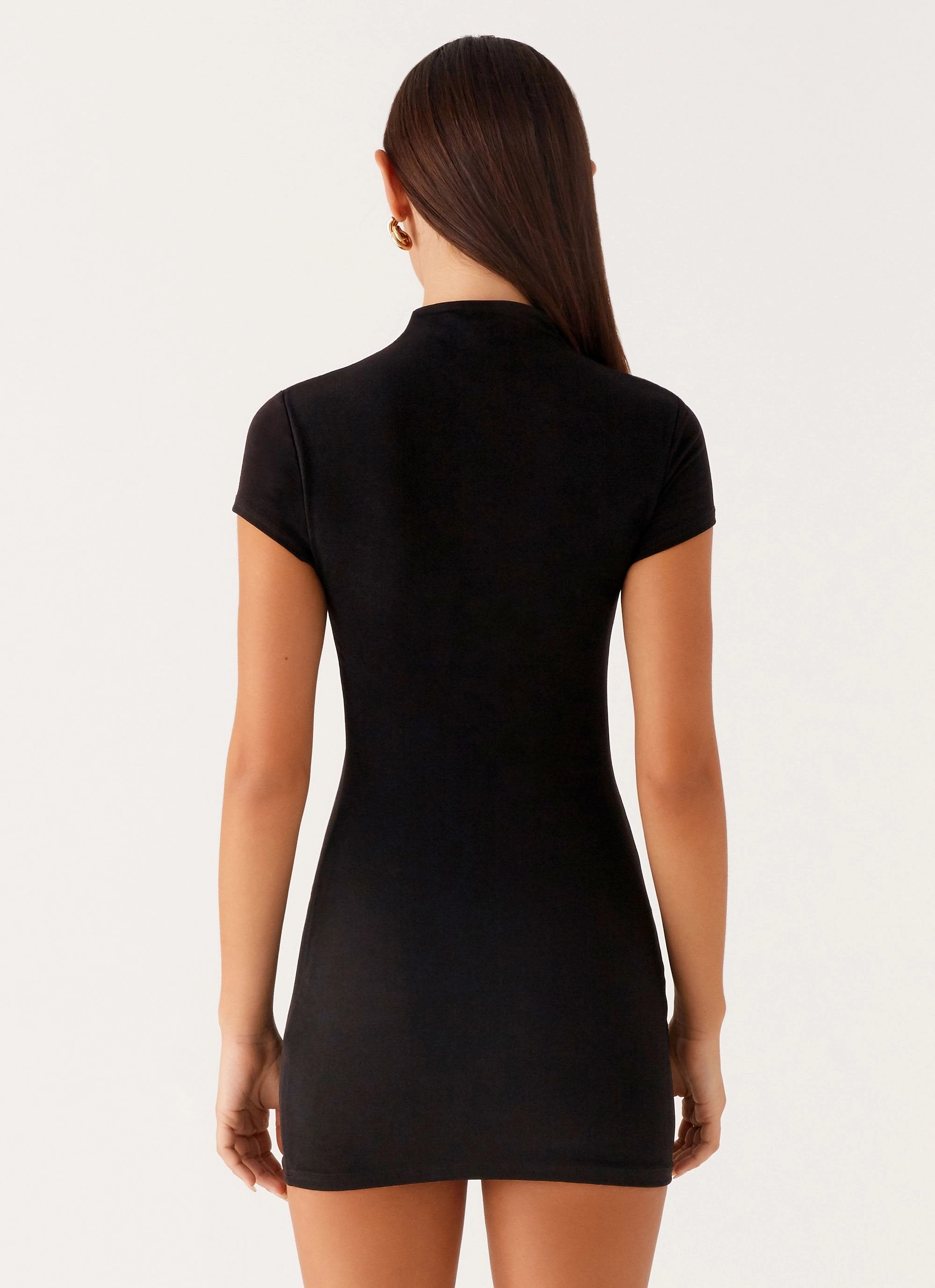 Floral Swing Structured-Shape Time Capsule Cut Out Mini Dress - Black