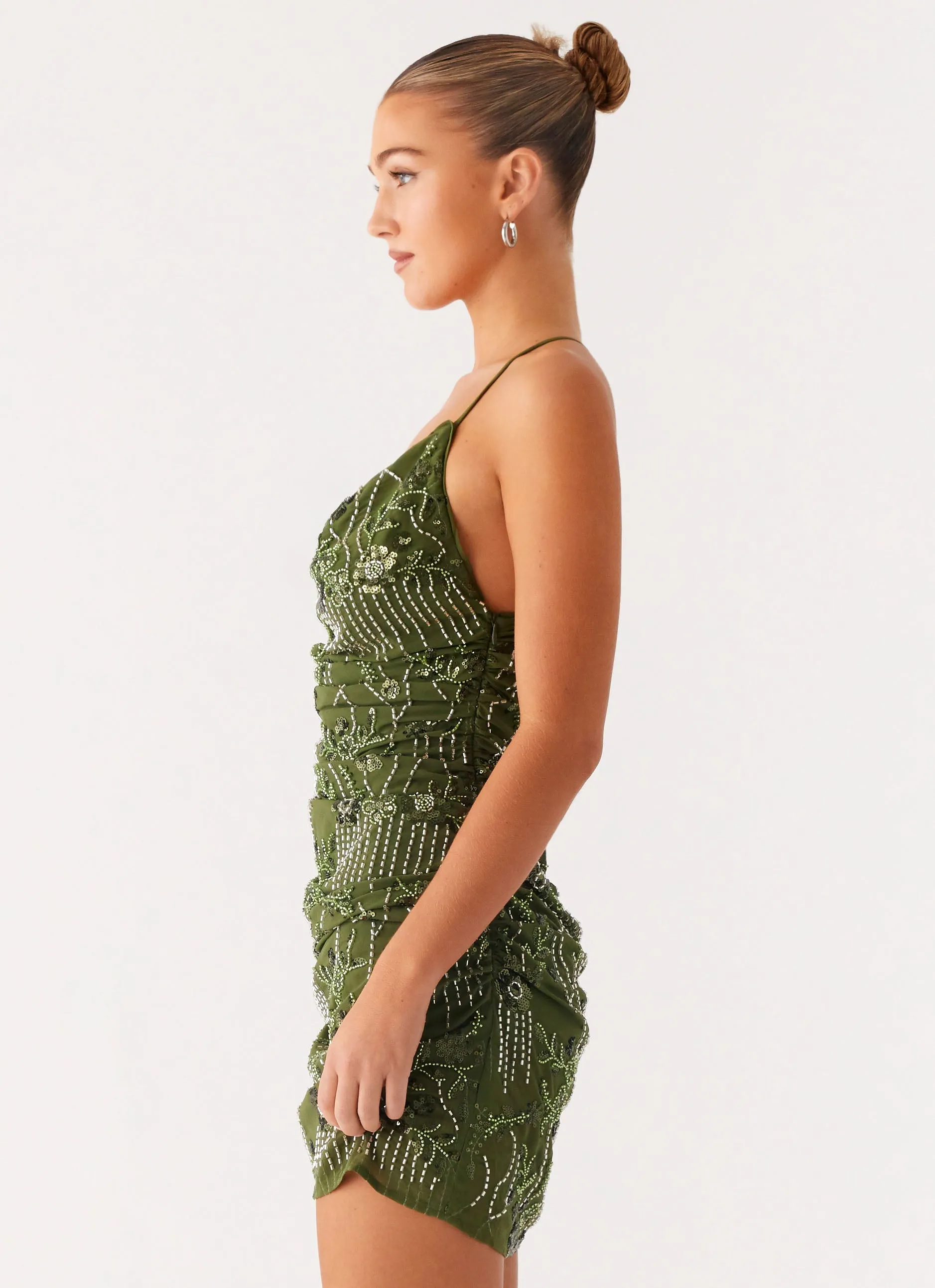 Seona Beaded Dress - Khaki Sophisticated Look Work Ease