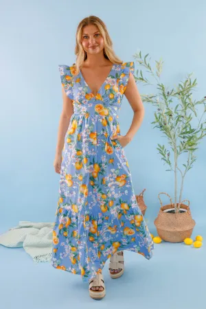 Brunch By the Beach Maxi Dress Spring Garden Side Pleats