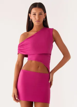 EasyCareMaterial Flexible Layers Give Me A Sign Mini Dress - Fuchsia