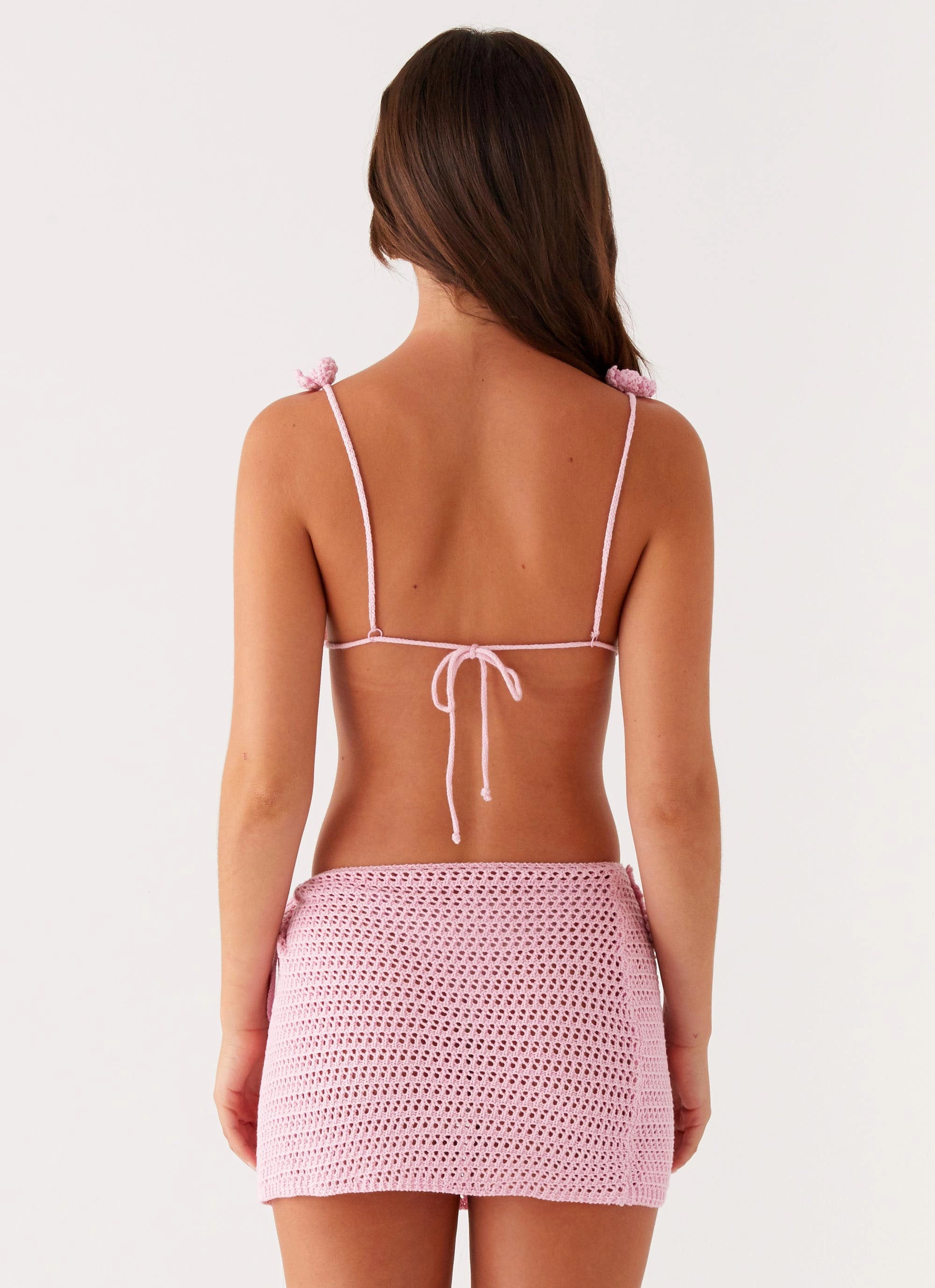 NonChafing Fabric Antimicrobial Finish Aziza Crochet Bikini Top - Pink