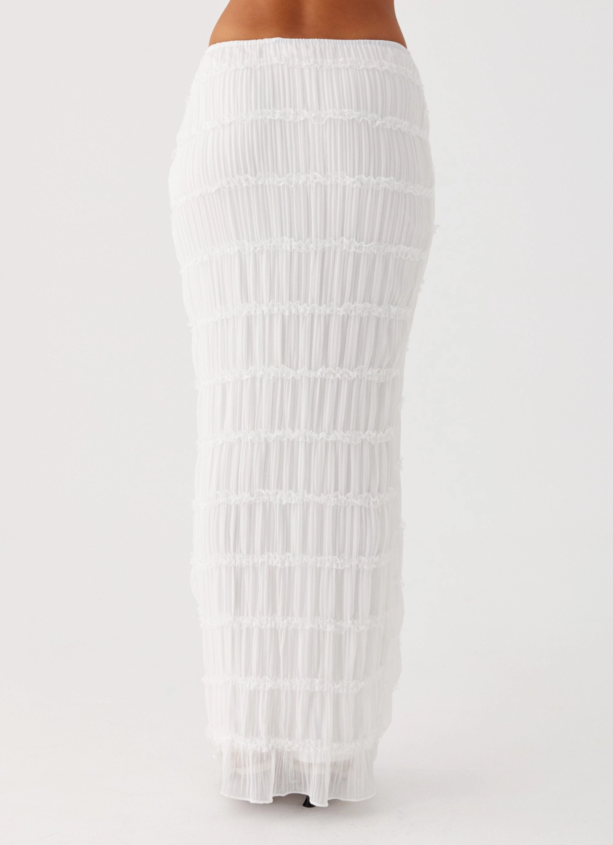 Daydreaming Low Rise Maxi Skirt - White Water-resistant Cozy Fit