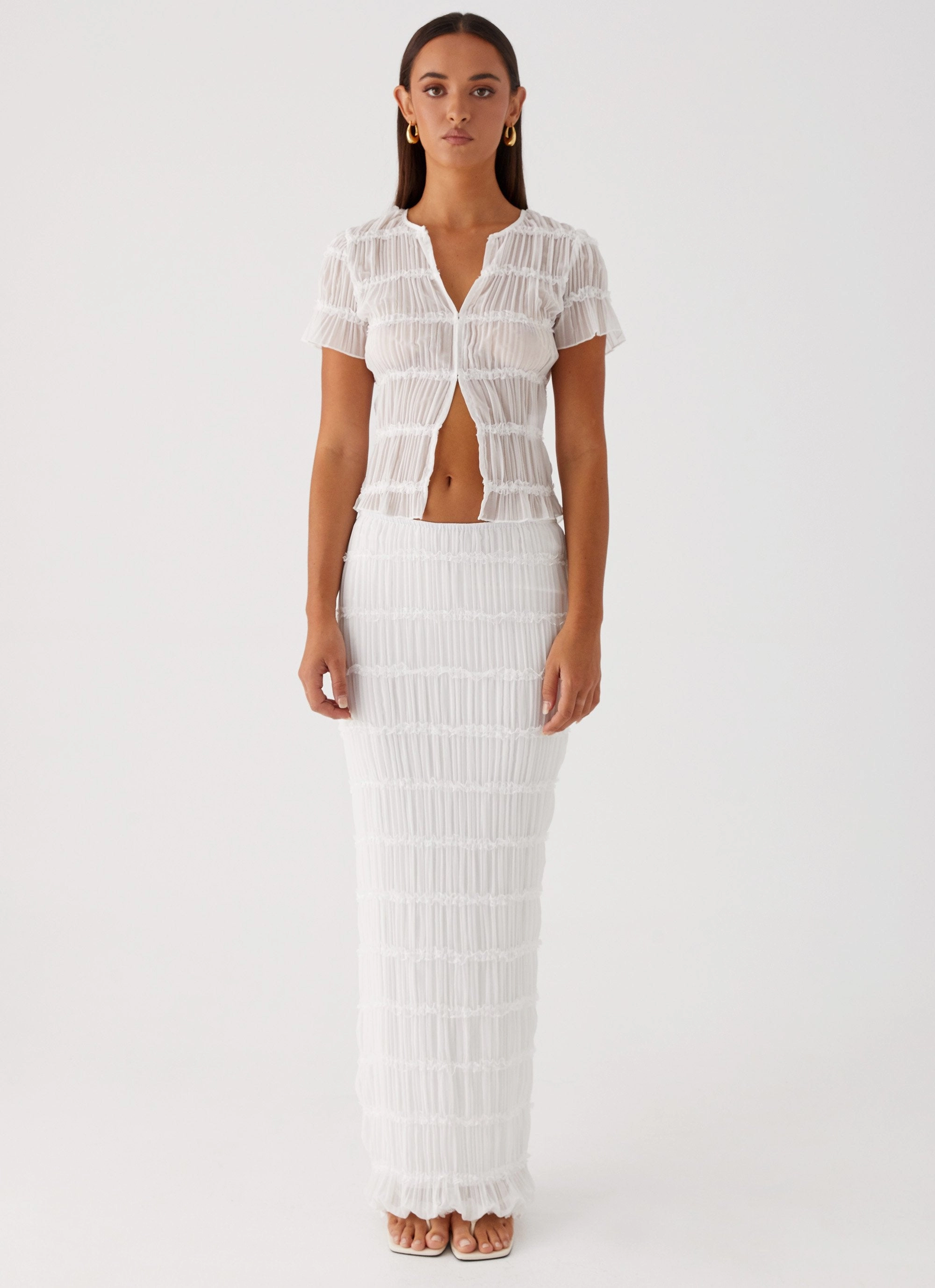 Daydreaming Low Rise Maxi Skirt - White All-Purpose Wear Recycled Polyester