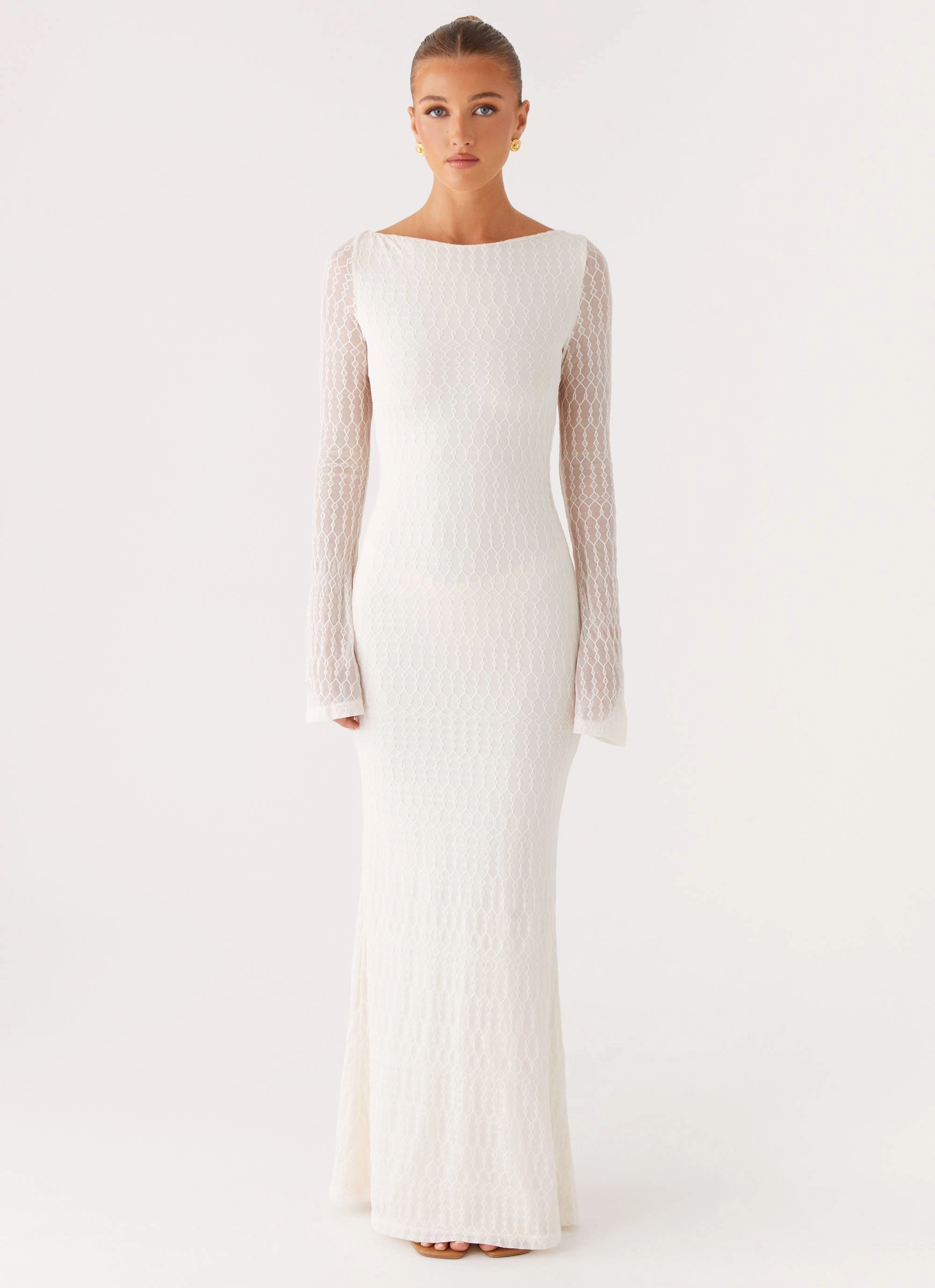 Ethereal Long Sleeve Maxi Dress - Ivory Date Nightwear