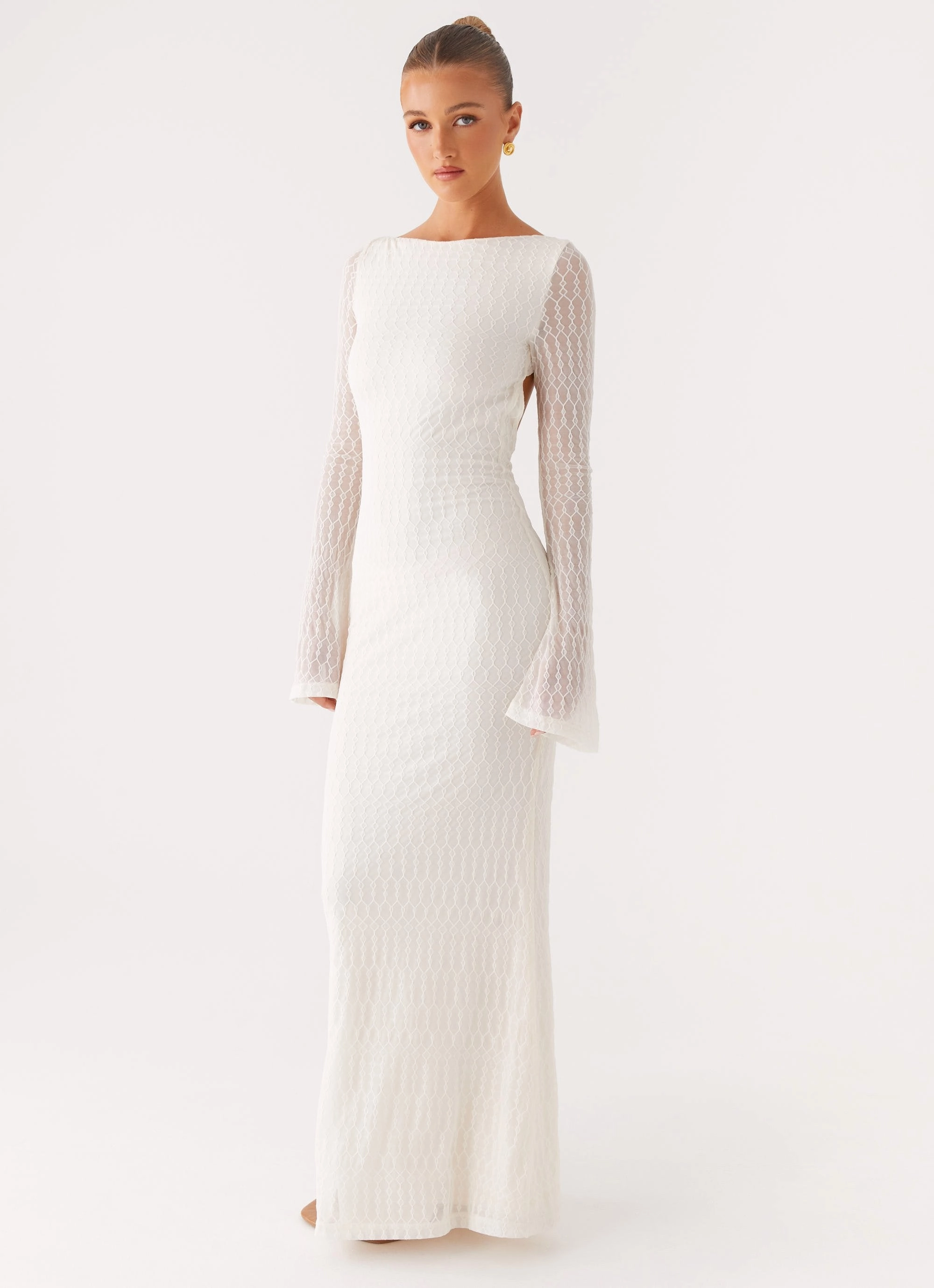 Ethereal Long Sleeve Maxi Dress - Ivory Move Easy Smart Tones