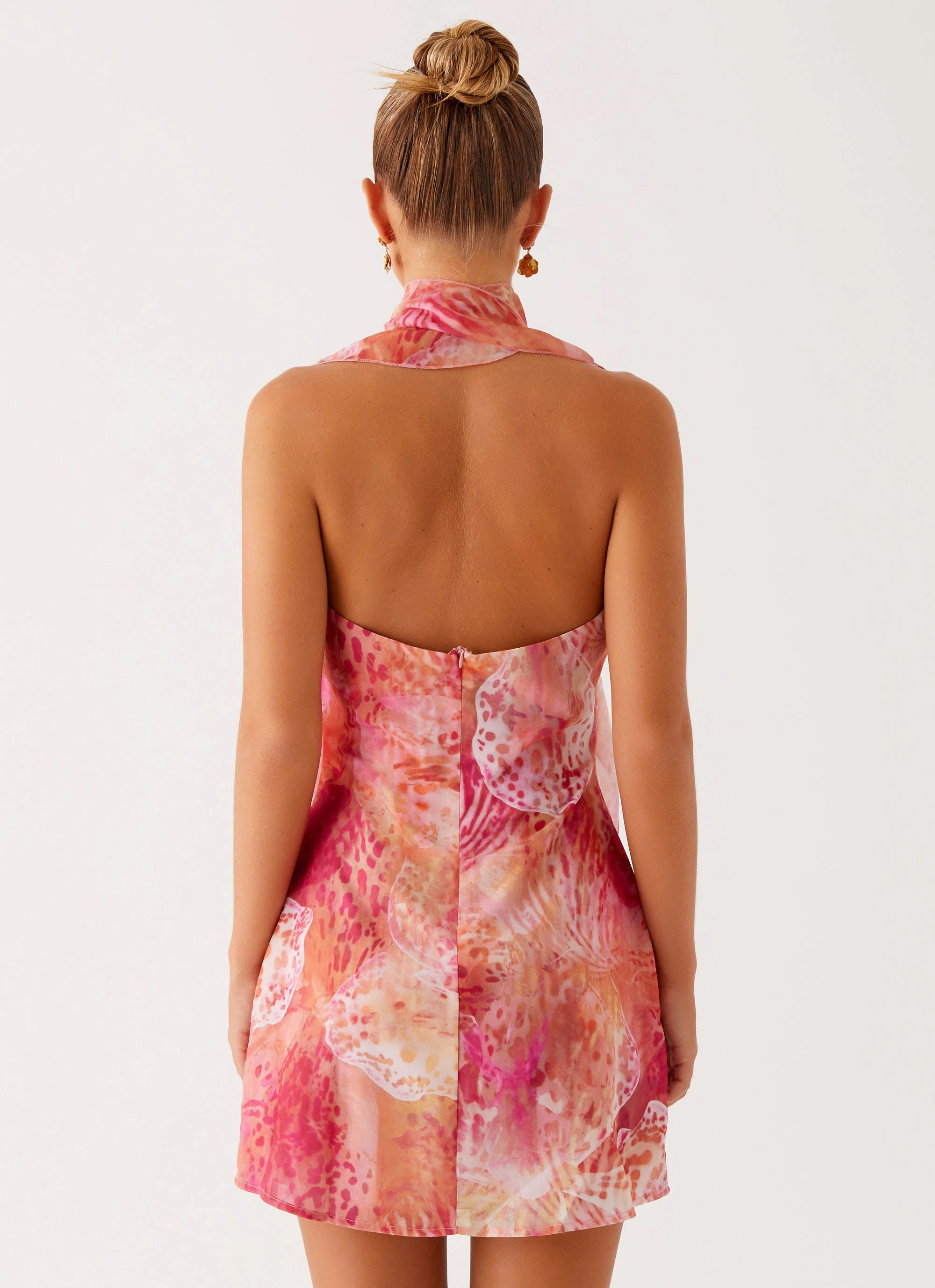 Tanner Mini Dress - Flamingo Fling Fold-Over-Detail Global Style