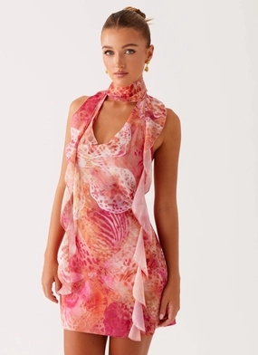 Tanner Mini Dress - Flamingo Fling Stain-Resistant Easy Comfort