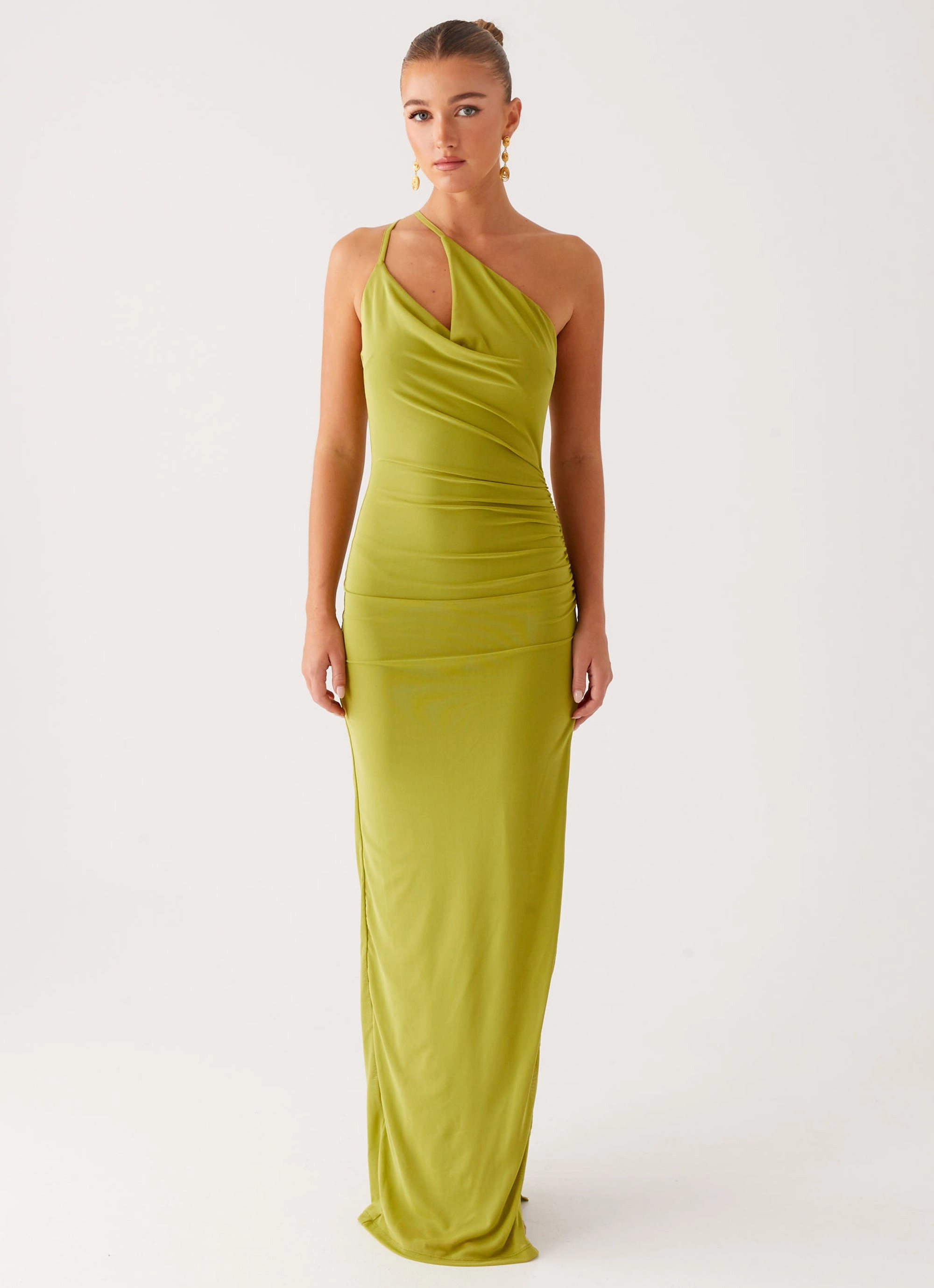 Satin Finish Lamara Maxi Dress - Green