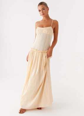 Perfect Look Evening Look Jacinda Drop Waist Maxi Dress - Cream