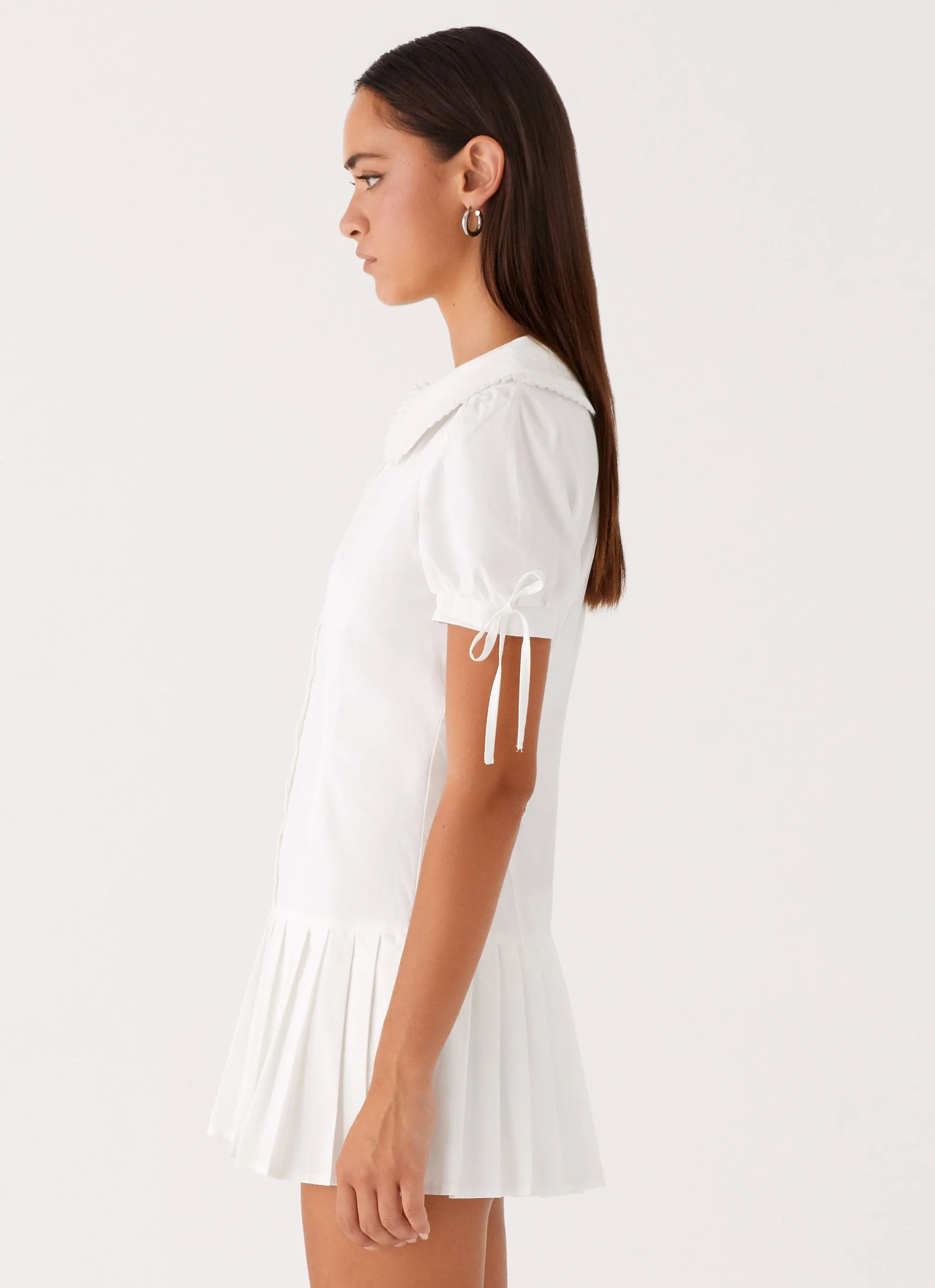 To Us Pleated Mini Dress - White Outfit Core All Fitwear