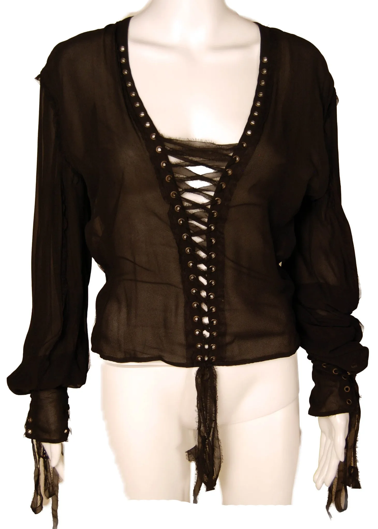 Tom Ford YSL Chiffon Laced Poet Blouse