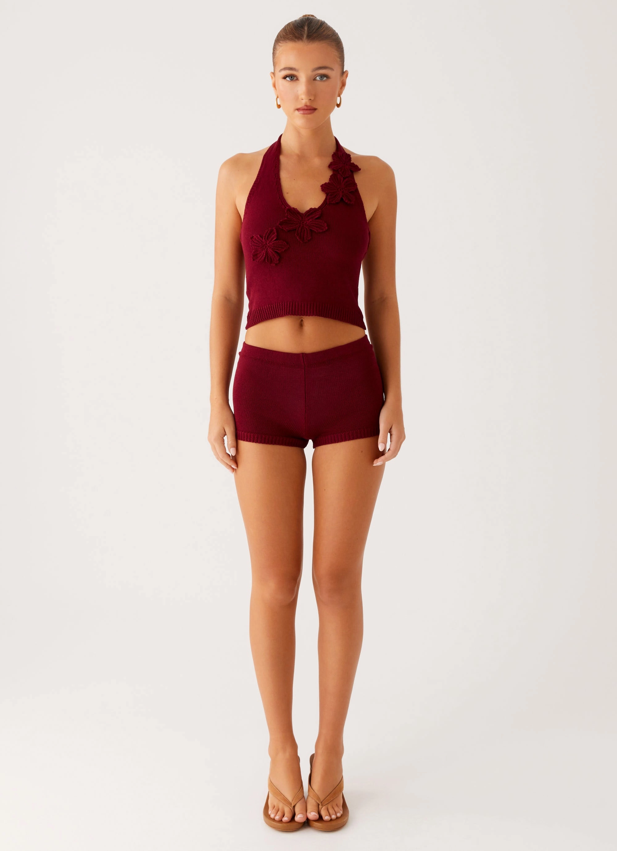 LayeredCuff Miffy Crochet Top - Maroon