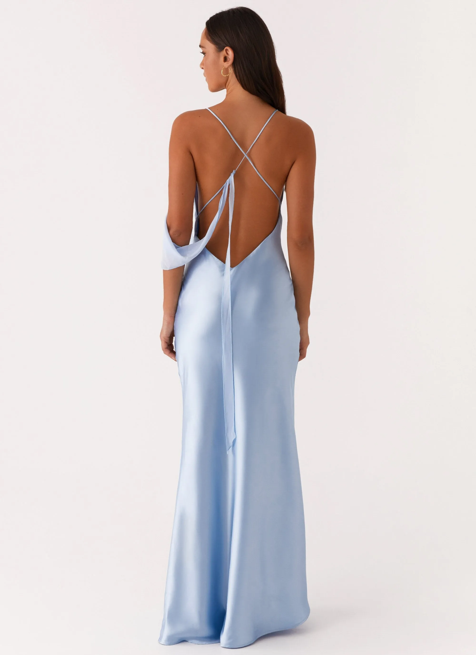 DurableStitching Too Sweet Satin Maxi Dress - Blue