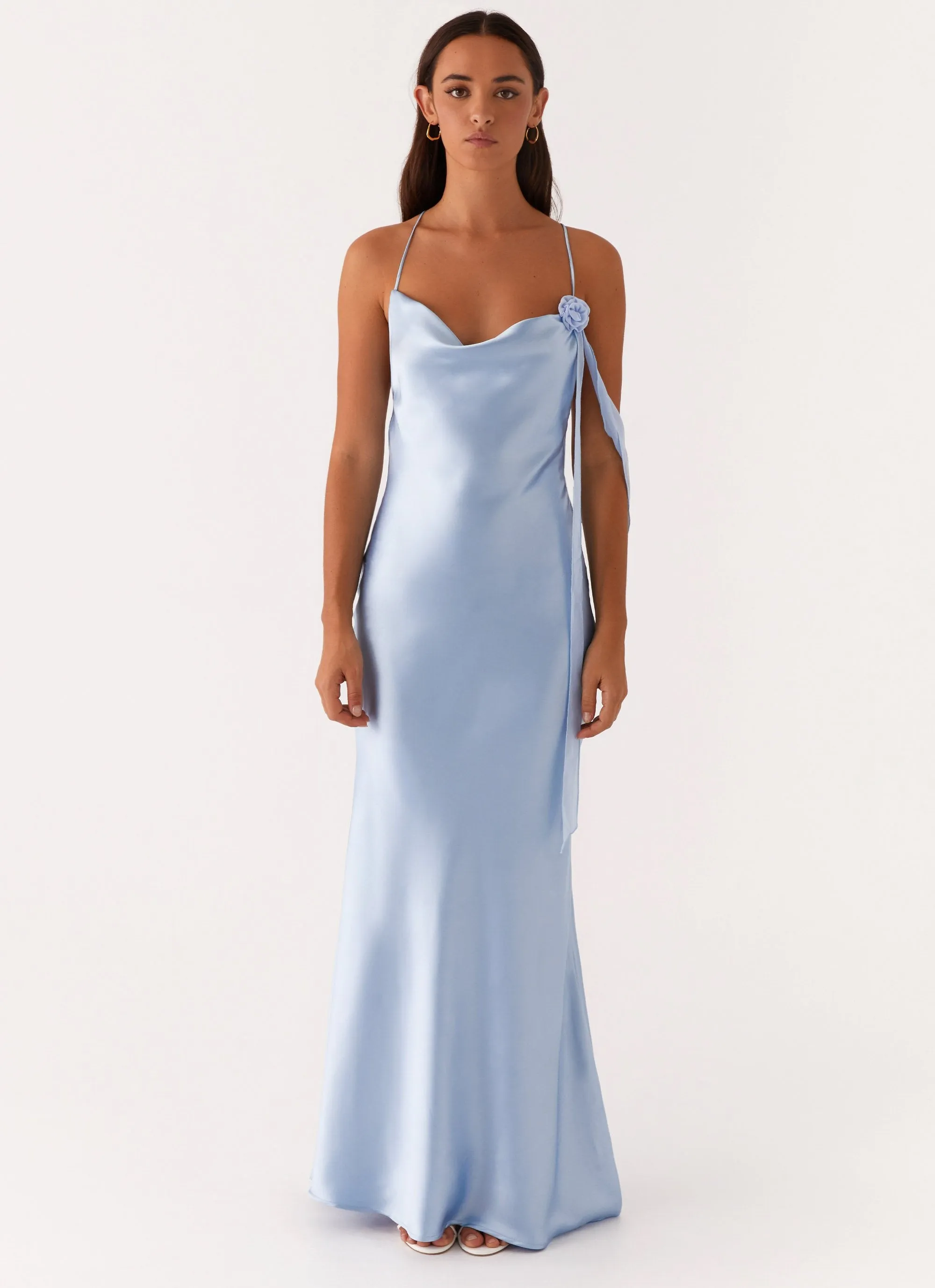 Chill Style Clean Fit Too Sweet Satin Maxi Dress - Blue