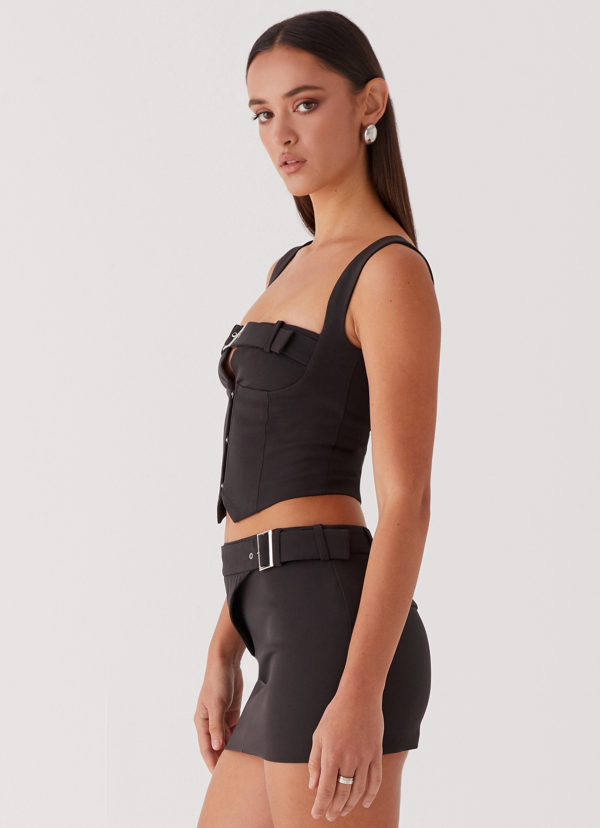 Flattering Cut Too Many Nights Belt Mini Skirt - Black