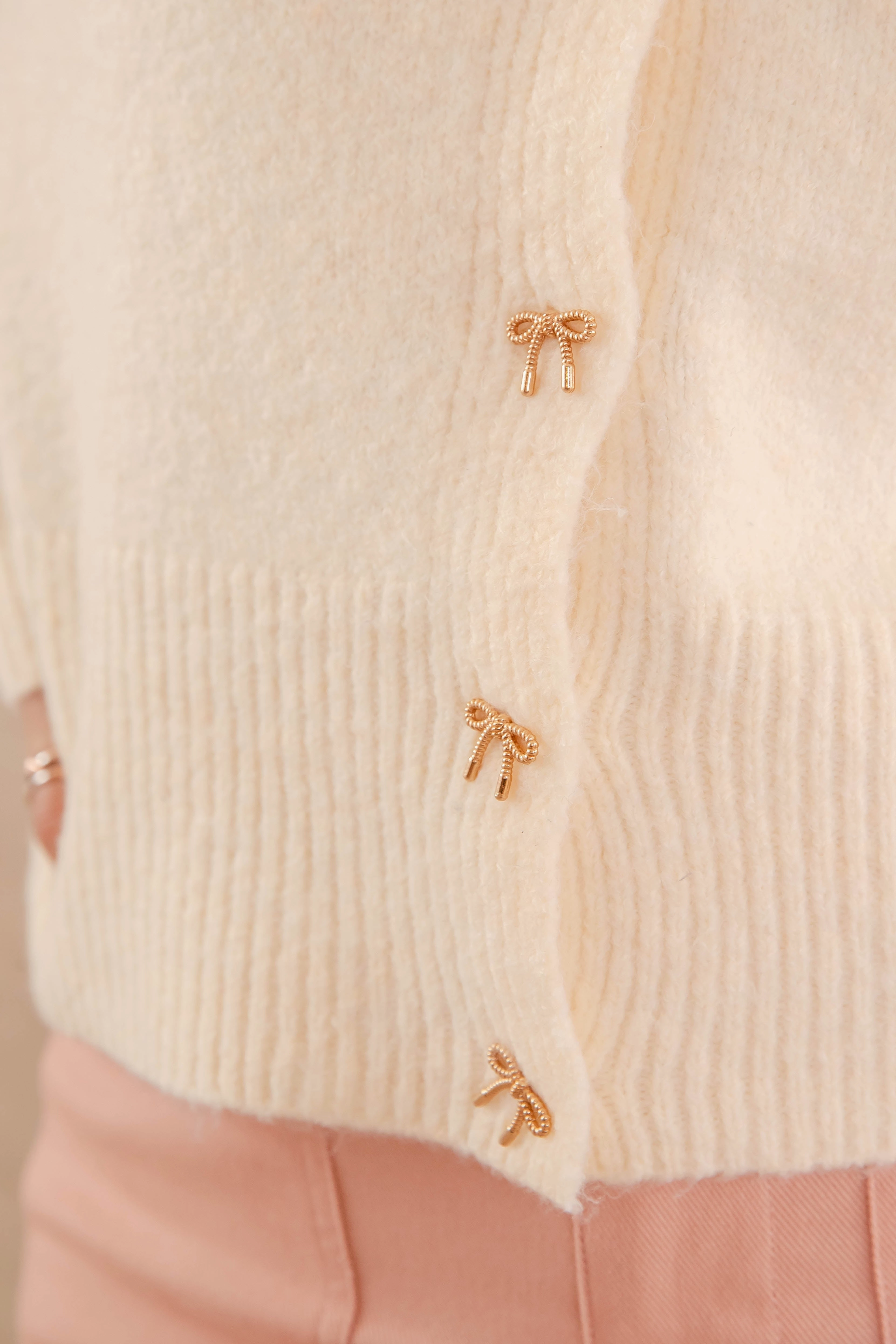 GarmentWashed Texture Totally Smitten Cardigan-Cream