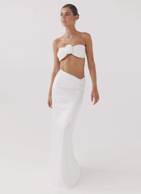 Breathable Stretch Crescent Light Twist Maxi Skirt - Ivory