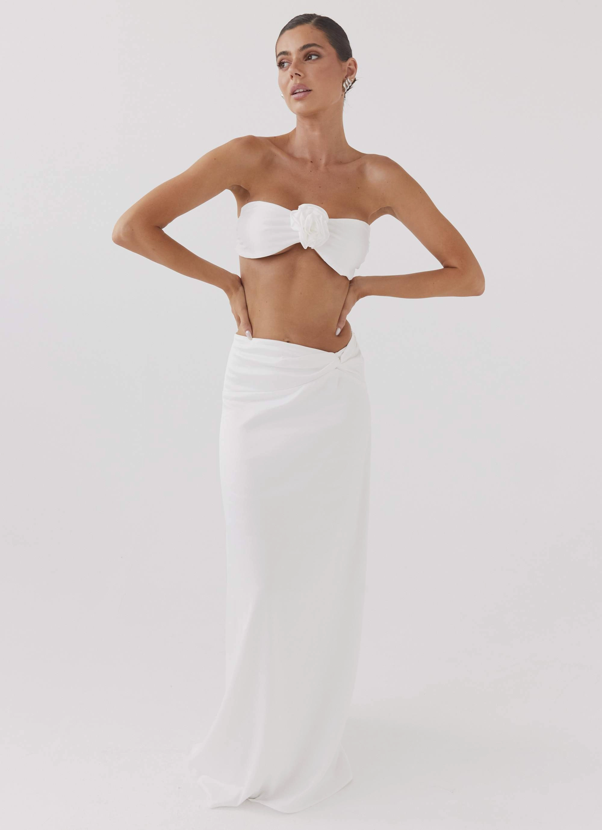 Crescent Light Twist Maxi Skirt - Ivory NonRestrictiveCut Perfect Pair