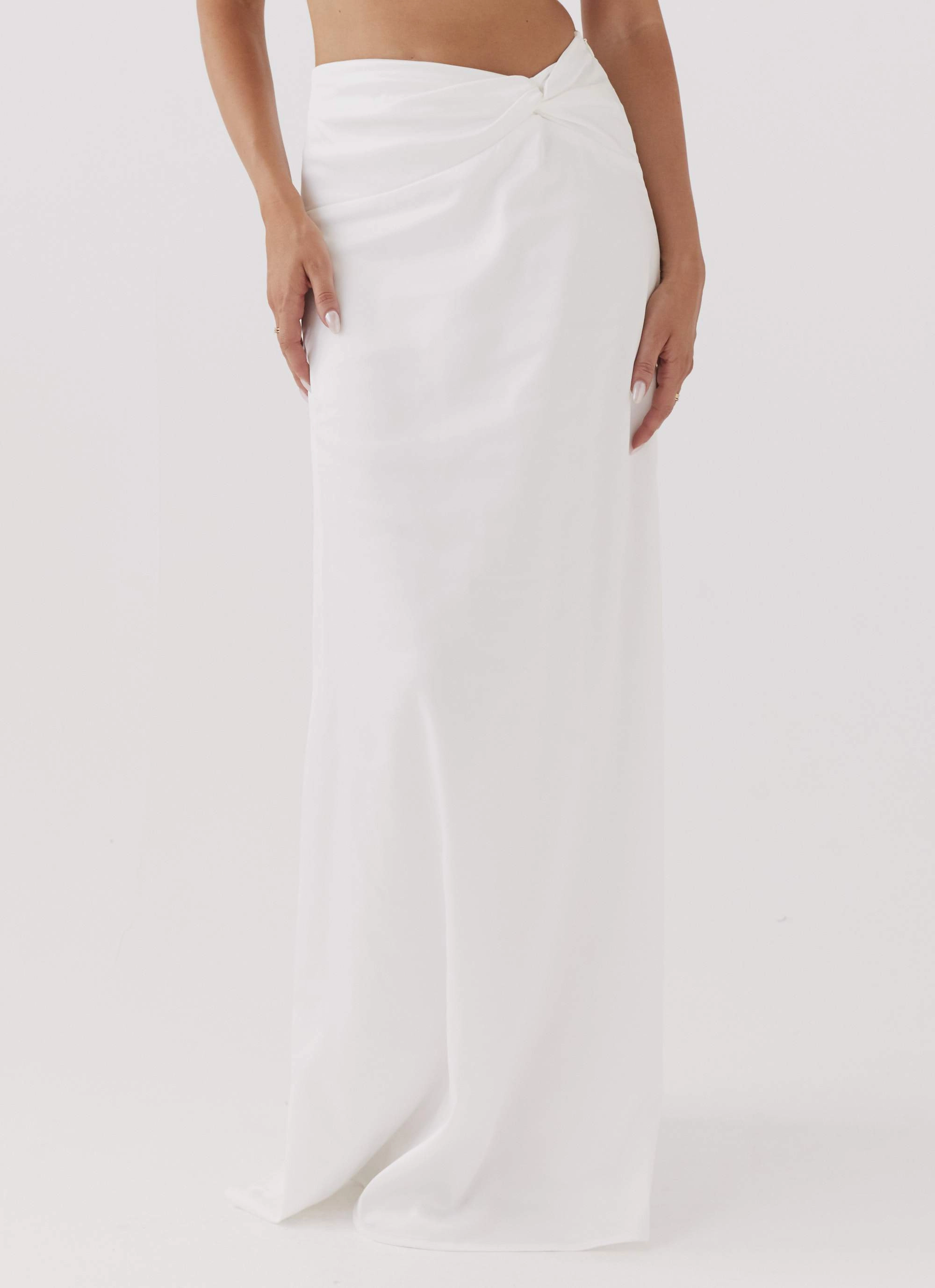 Crescent Light Twist Maxi Skirt - Ivory Flexible Material