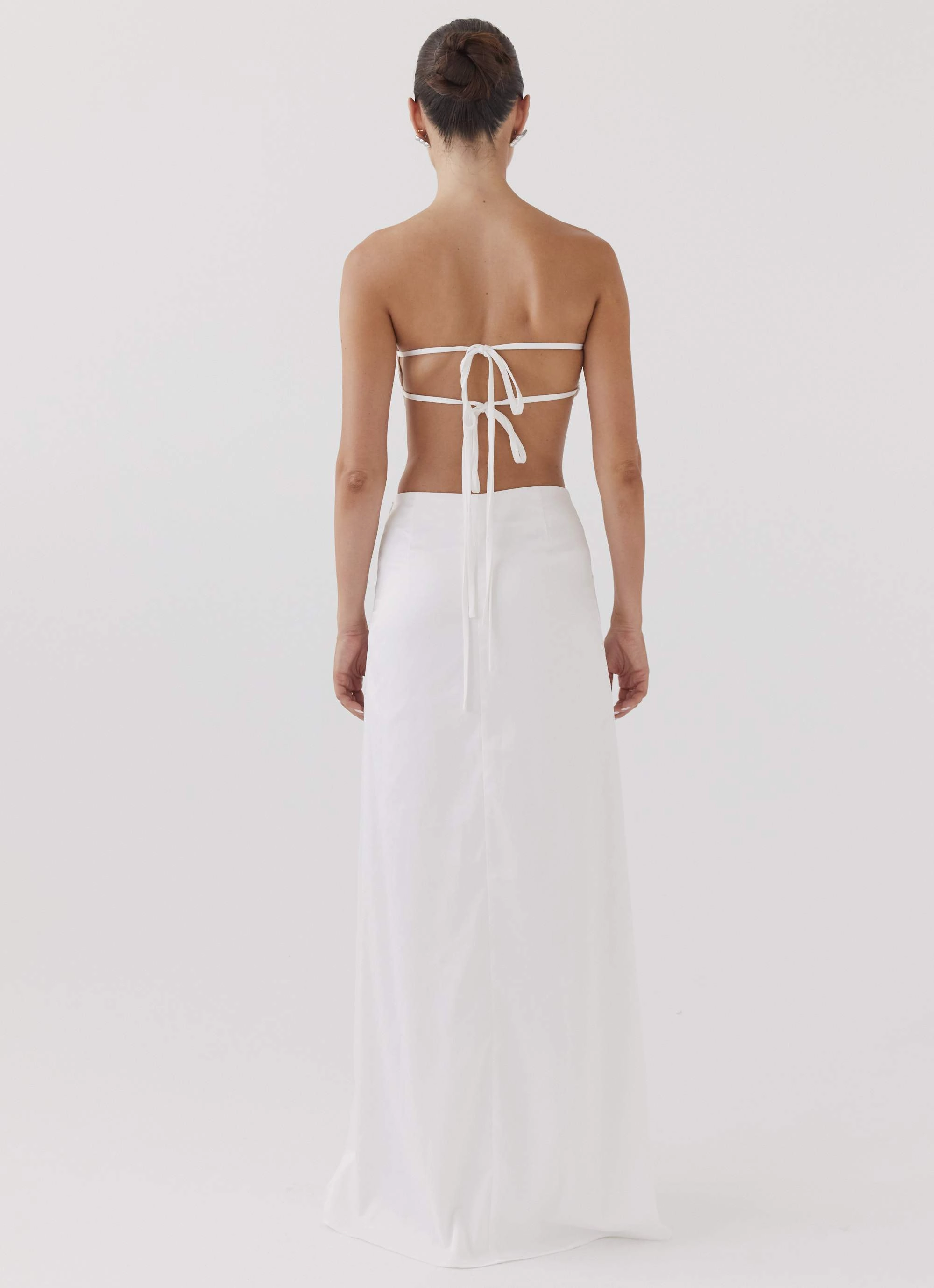 Crescent Light Twist Maxi Skirt - Ivory Stretchable Design